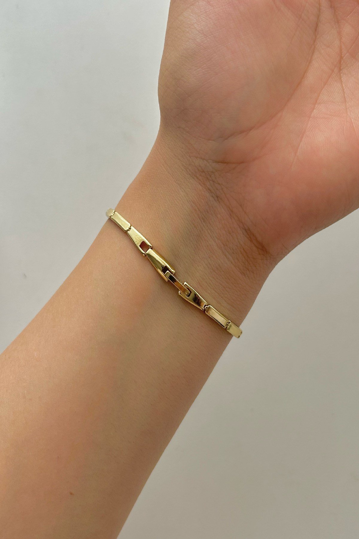 Özel Seri Pırlanta Görünümlü 14K Altın Kaplama Bileklik-18cm+1cm(1. Sınıf Kalite/Kararmaz/Paslanmaz)