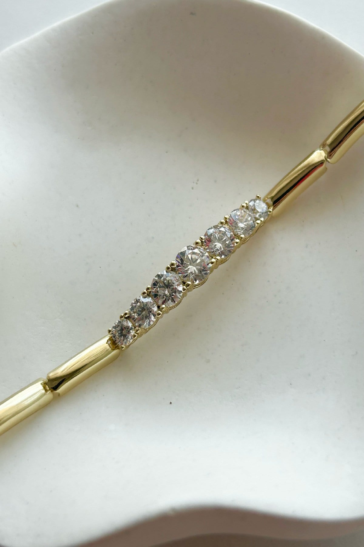Özel Seri Pırlanta Görünümlü 14K Altın Kaplama Bileklik-18cm+1cm(1. Sınıf Kalite/Kararmaz/Paslanmaz)