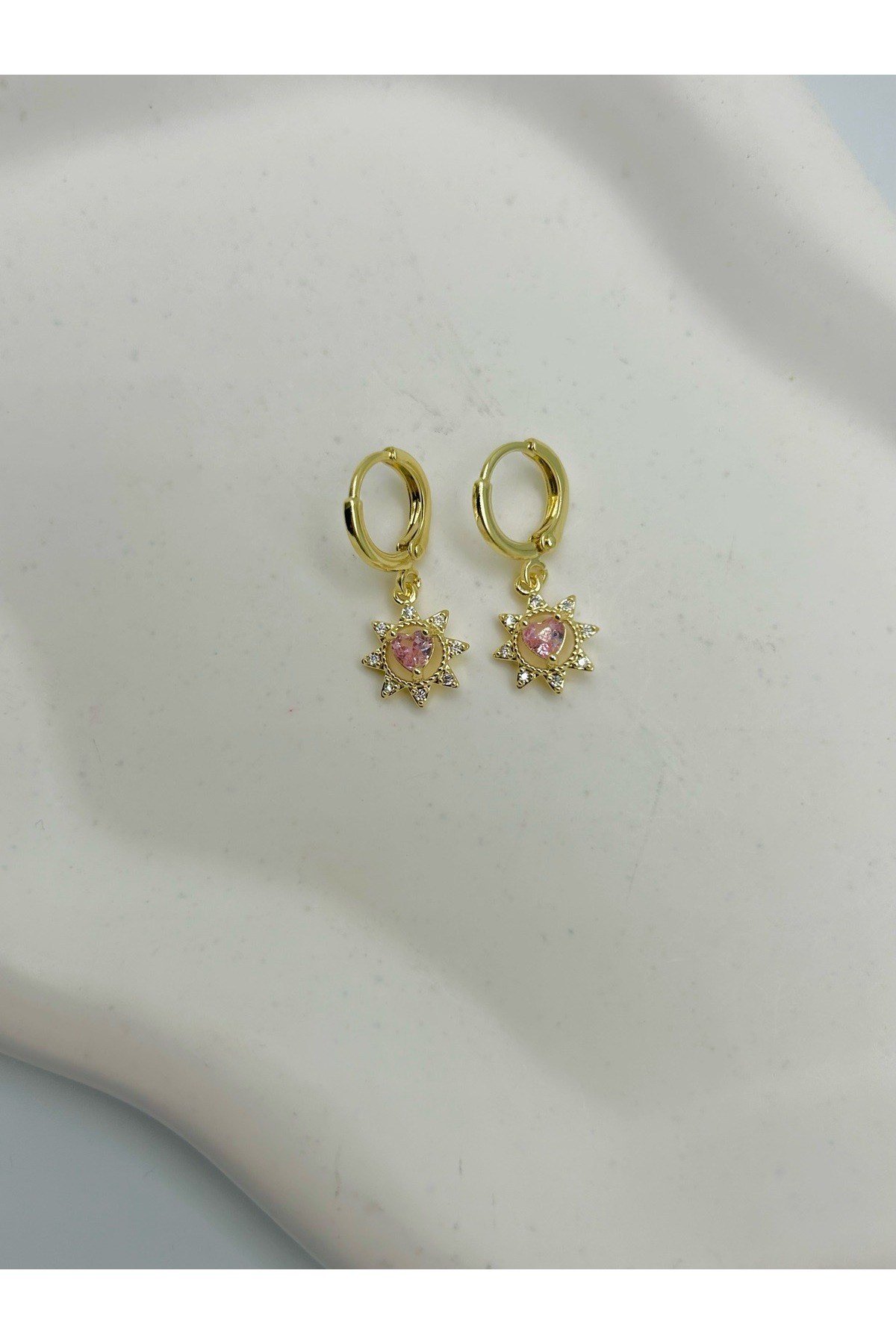 Pembe Kalpli Kadın Küpe Seti - Gold ve Gümüş Renk Seçenekleriyle