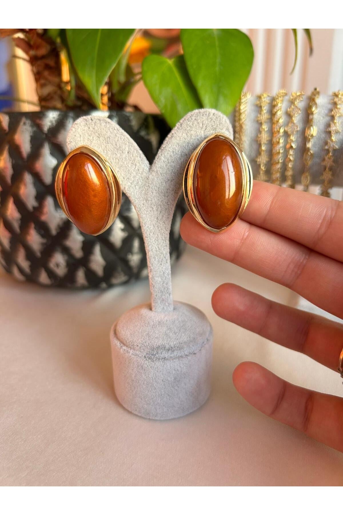 Vintage Oval Model Zarif Küpe