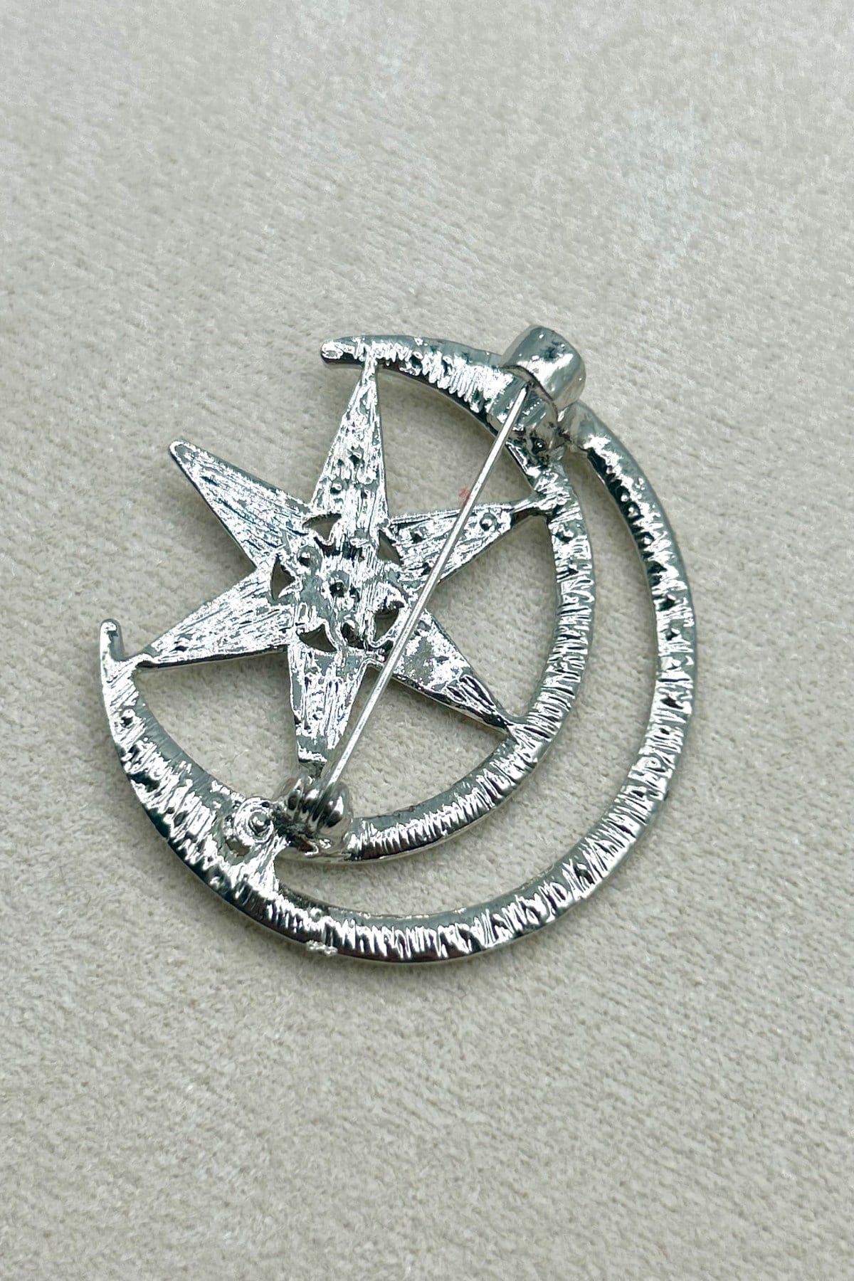 Zirkon Taşlı Ay Yıldız Kadın Broş (5 cm) - Çanta, Ceket, Eşarp ve Yaka'da Kullanılabilir
