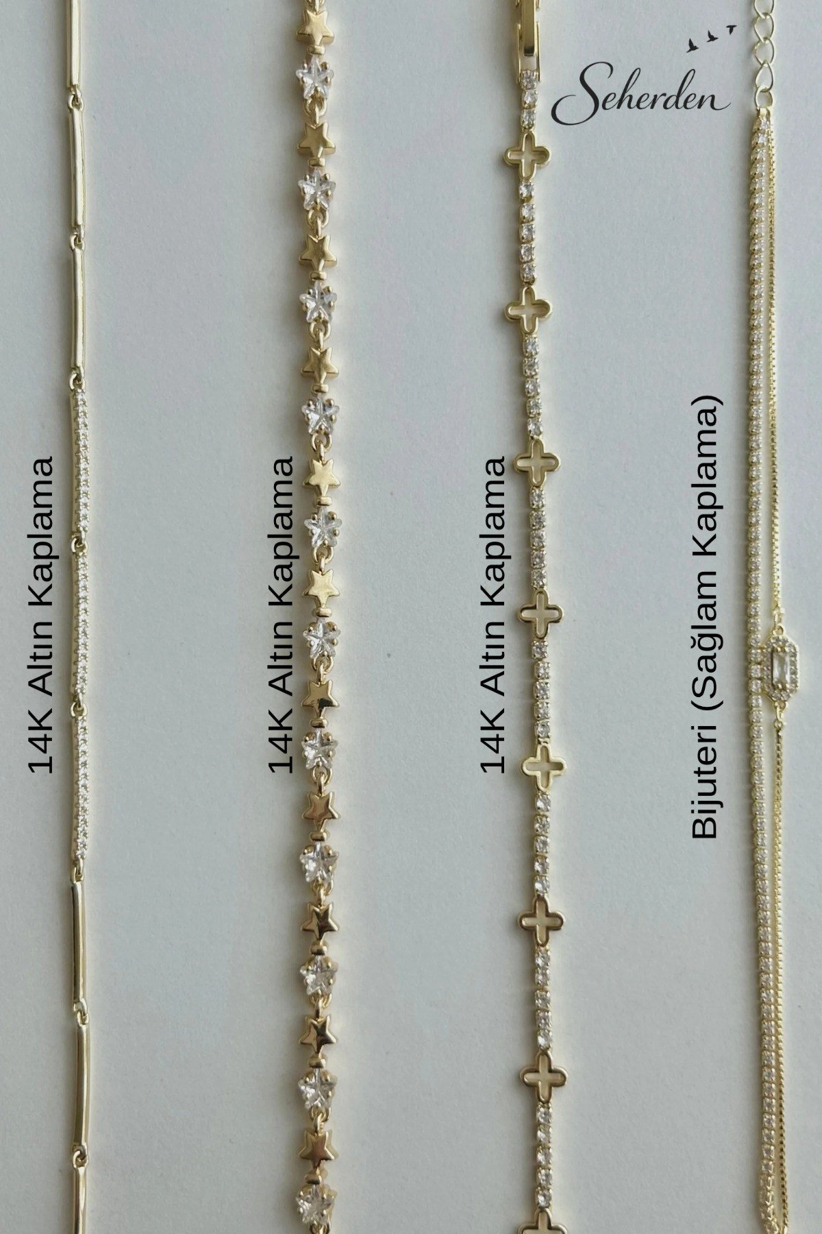 Zirkon Taşlı Su Yolu Kadın Bileklik Kombin Gold Renk - Ayarlanabilir
