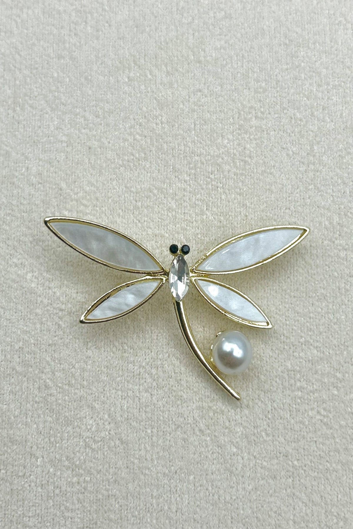 Zirkon Taşlı Zarif Yusufçuk Kadın Broş (3,5 cm) - Çanta, Şapka, Ceket, Eşarp ve Yaka'da Kullanılabilir