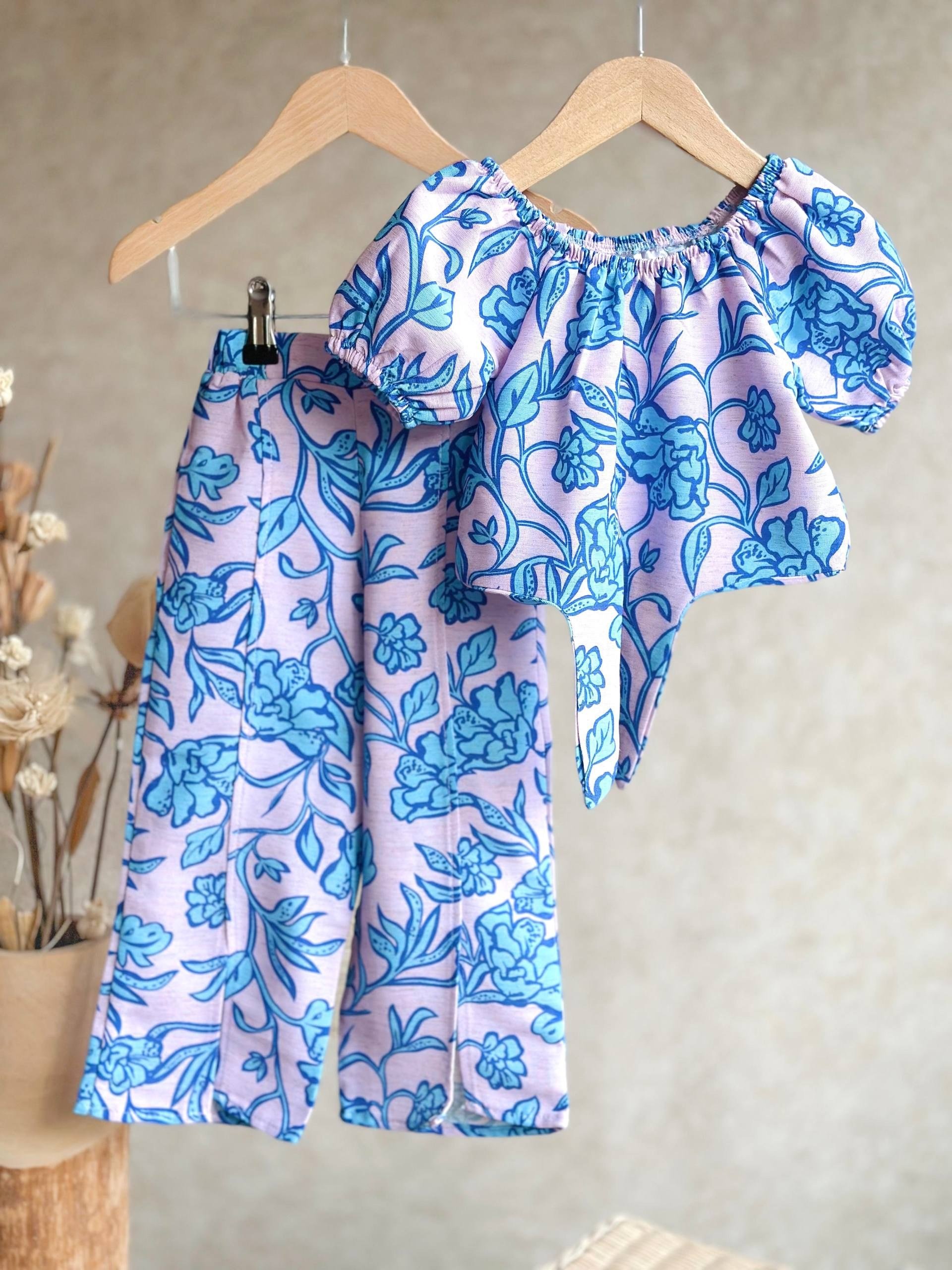 Keten Önden Bağcık Detaylı Bluz Pantolon Takım
