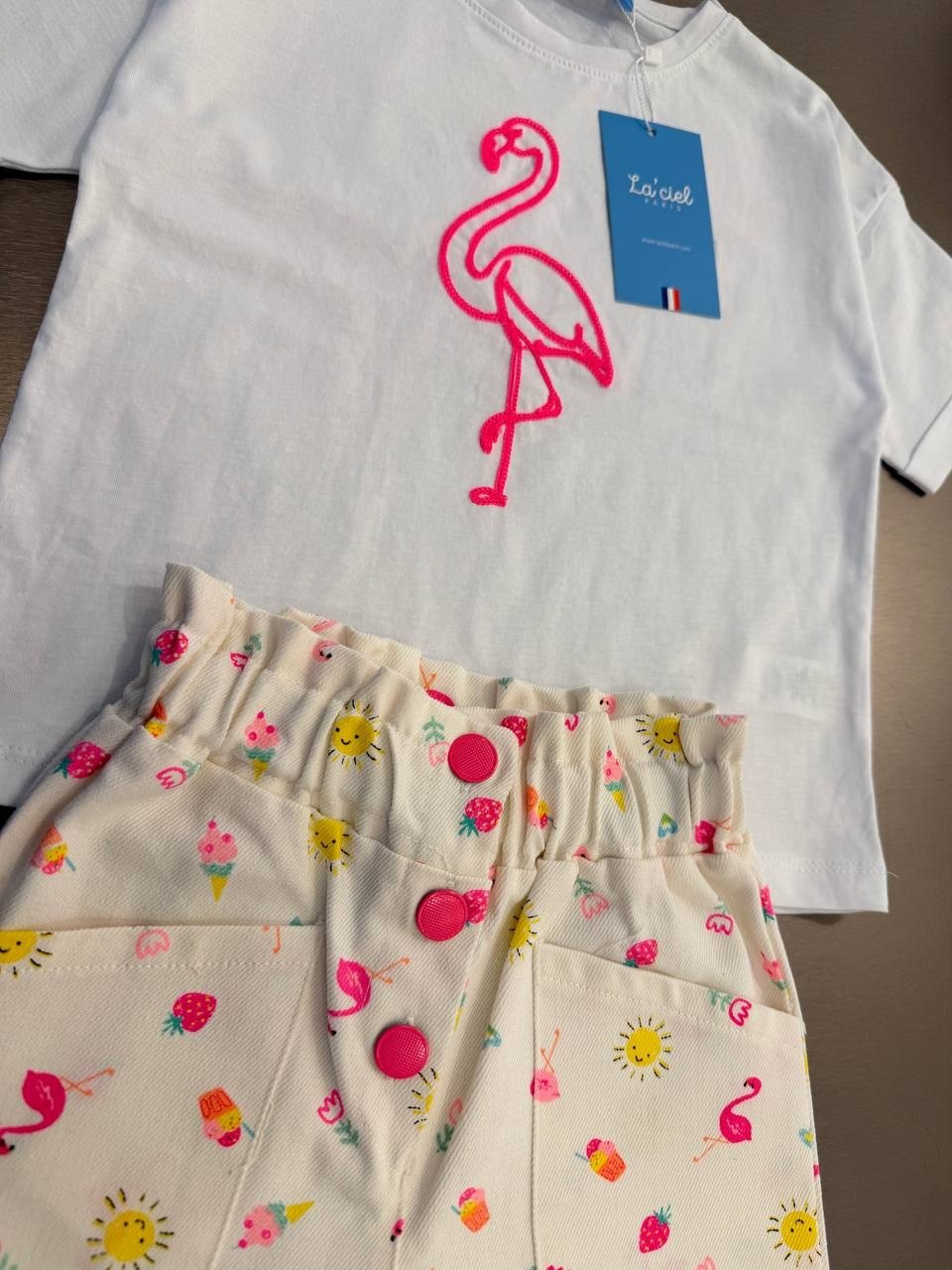 La'ciel Paris Fiyonk Detaylı Fistolu Dokuma Şortlu Set