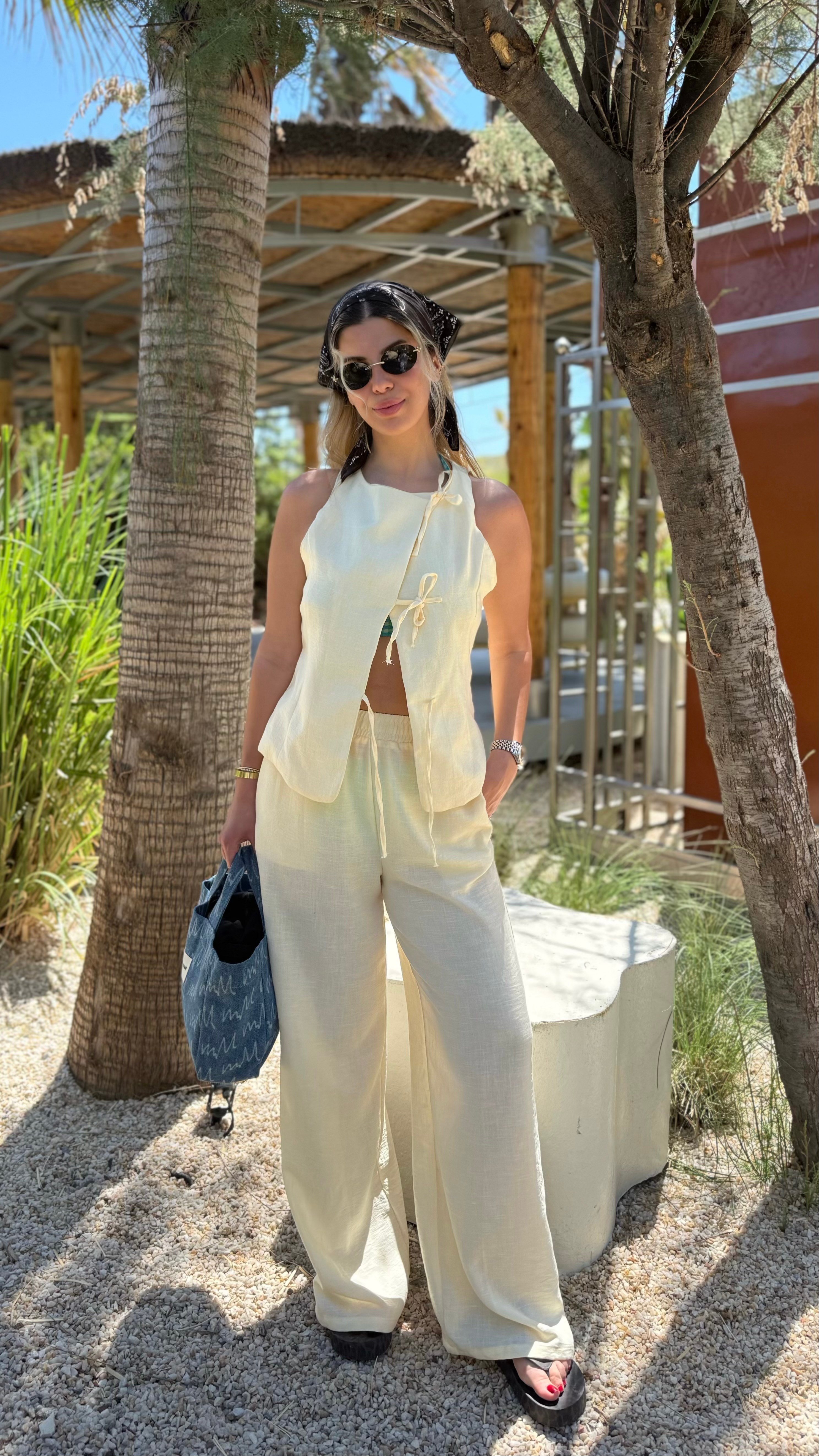 ASTARLI YELENK PANTOLON KETEN TAKIM BUTTER YELLOW