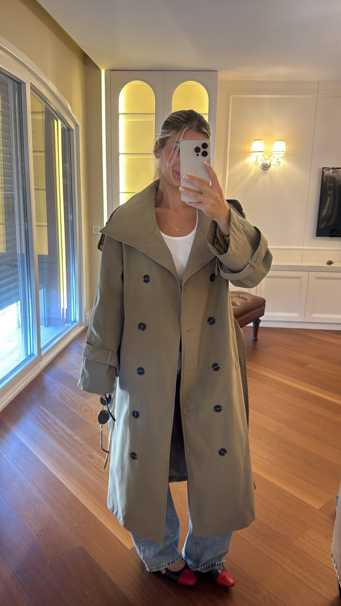 Uzun Haki Oversize Kalıp Trençkot