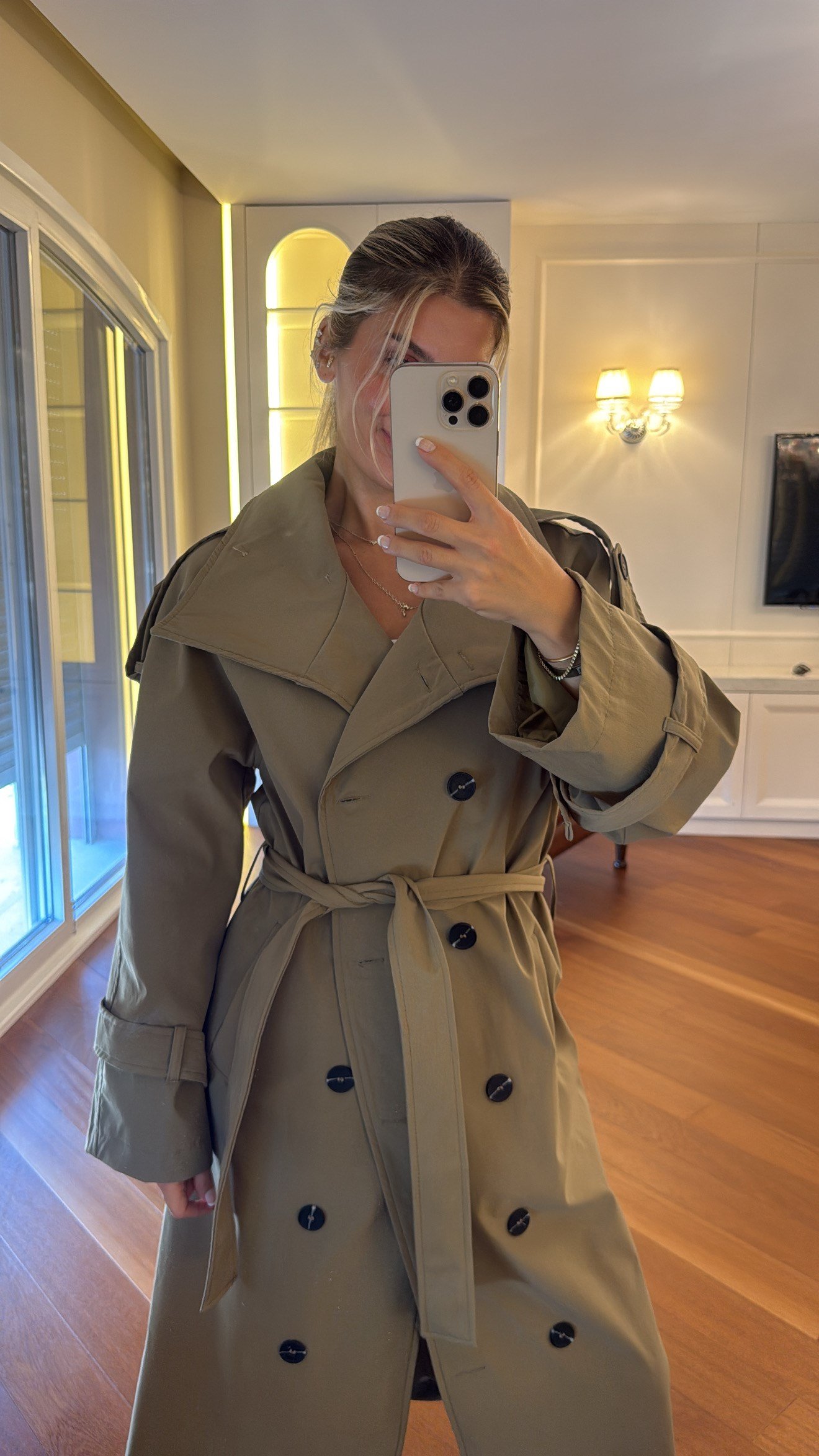 Uzun Haki Oversize Kalıp Trençkot