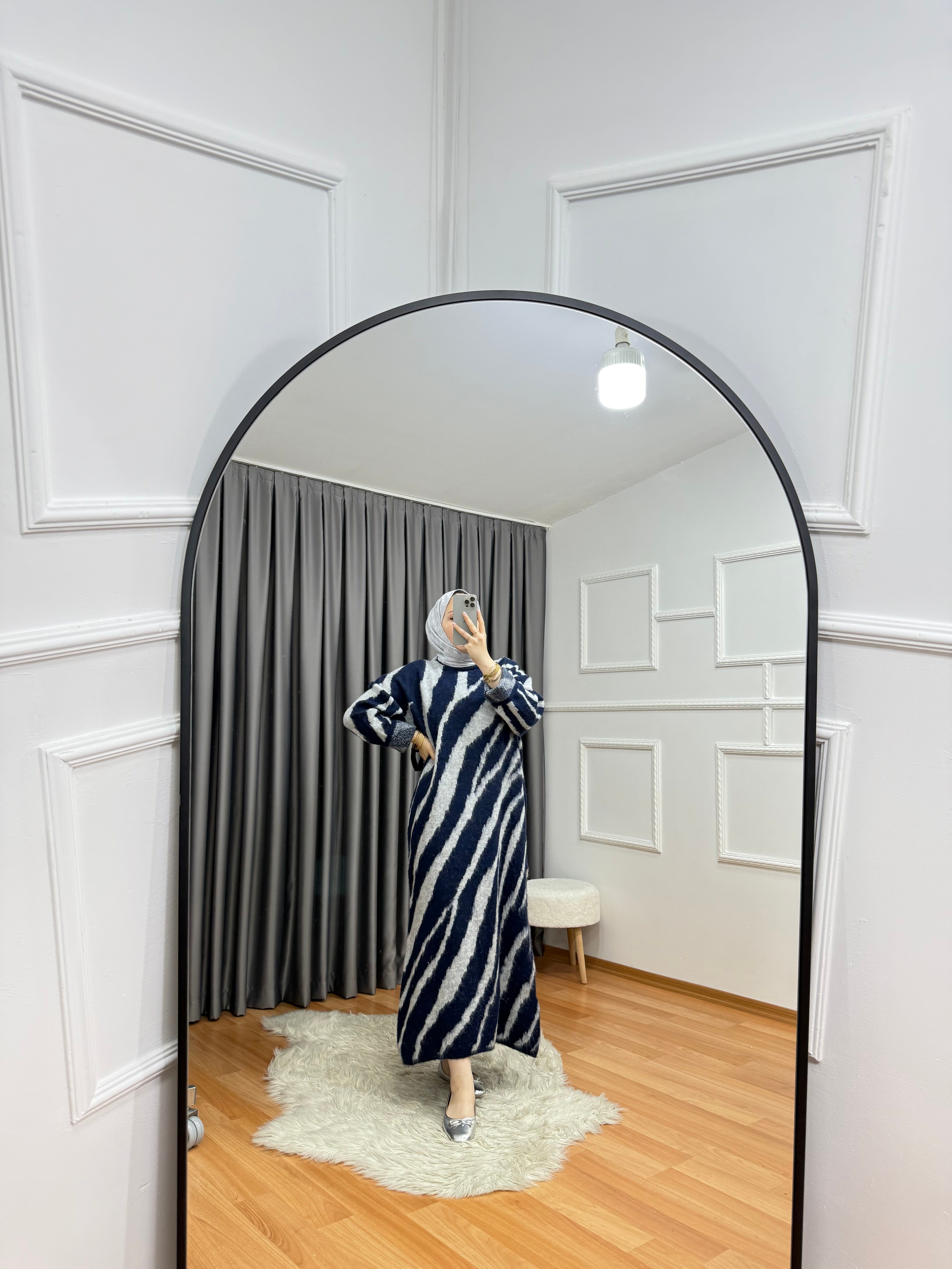 Qub Zebra Elbise Lacivert 1058 