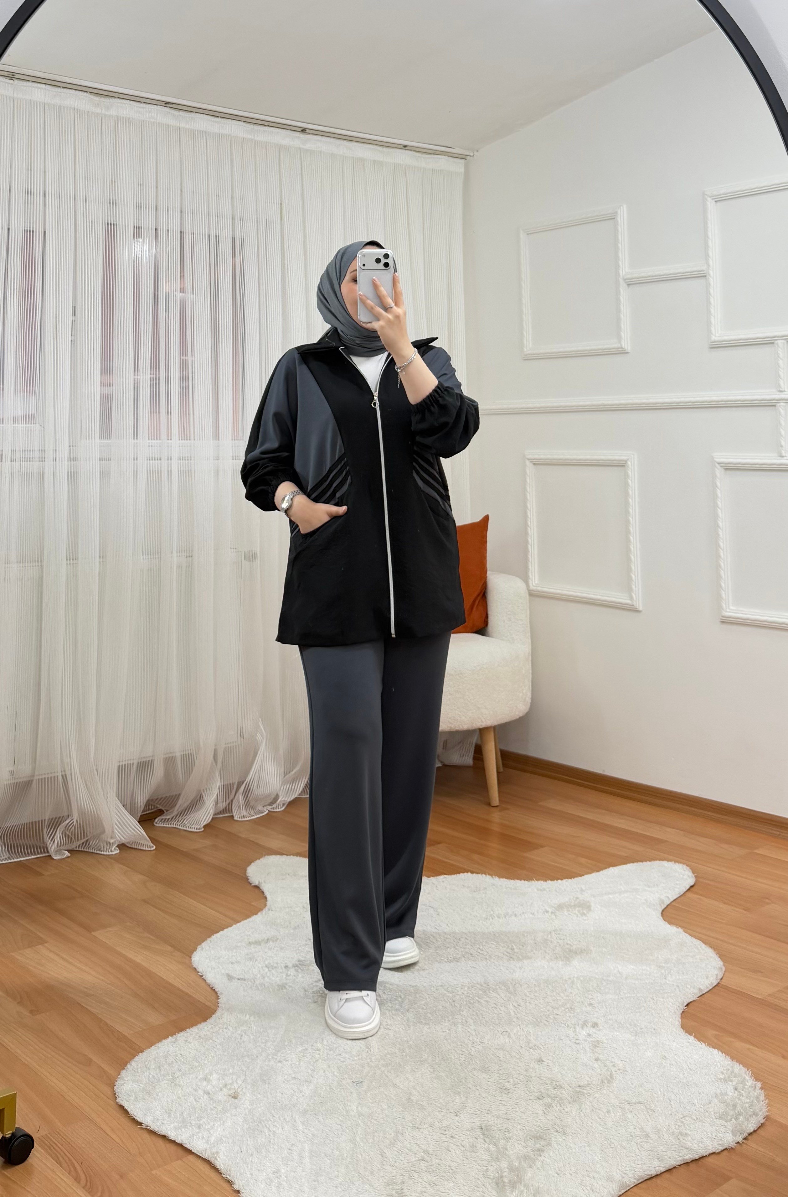 Ayşim Takım Siyah Antrasit 1063 
