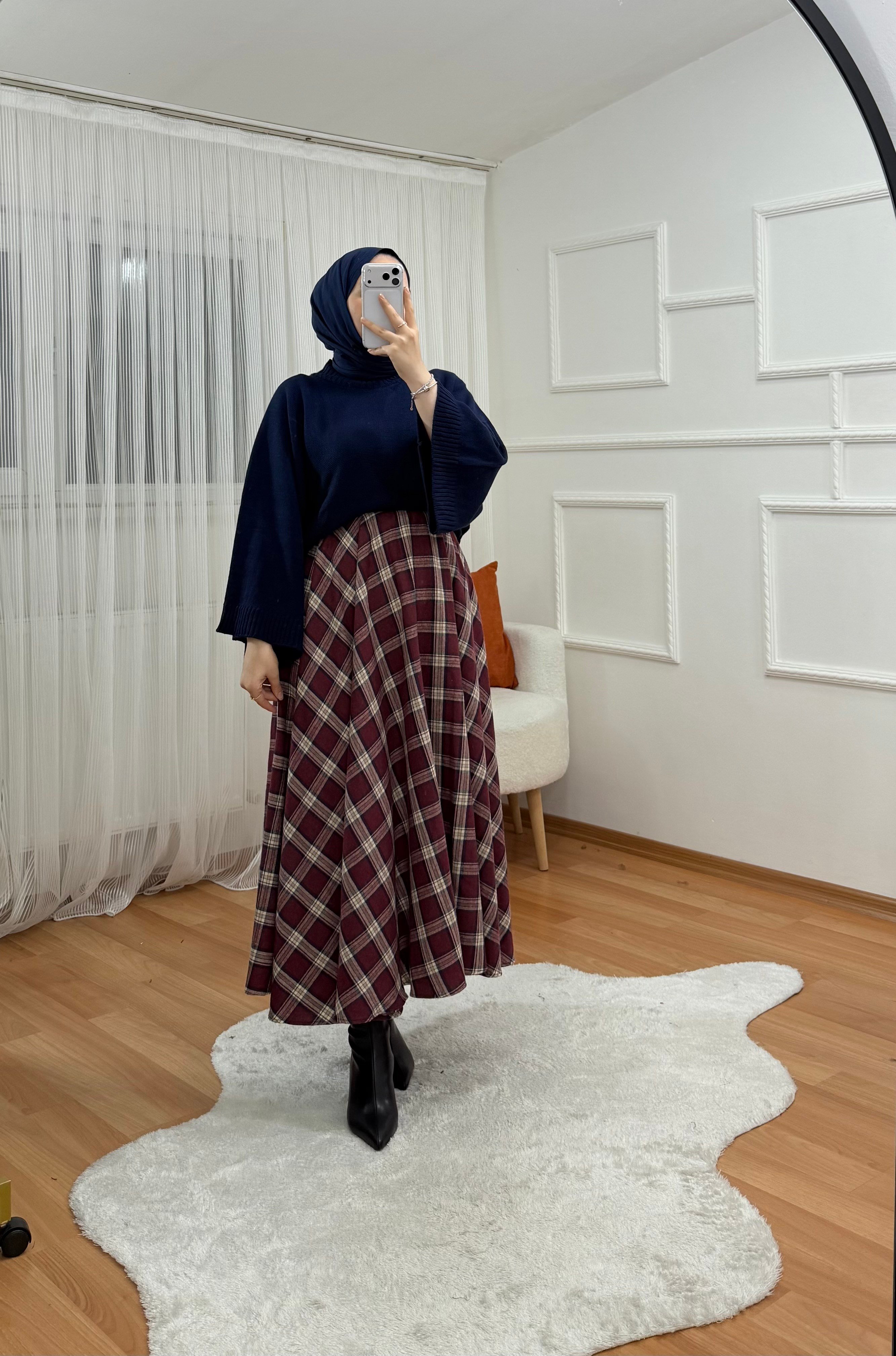 Ekose Etek Bordo 1067 