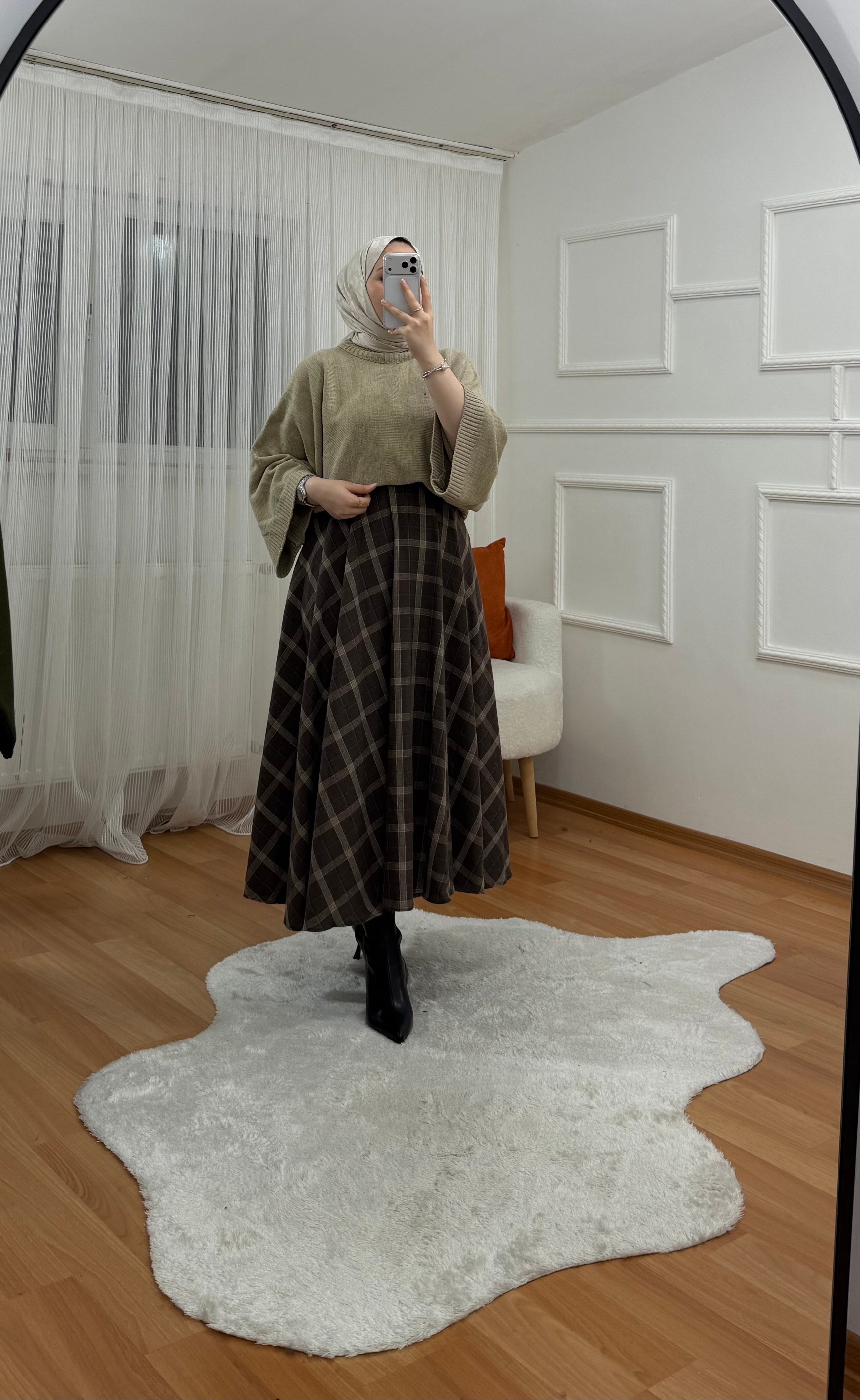 Ekose Etek Kahve Bej 1067 