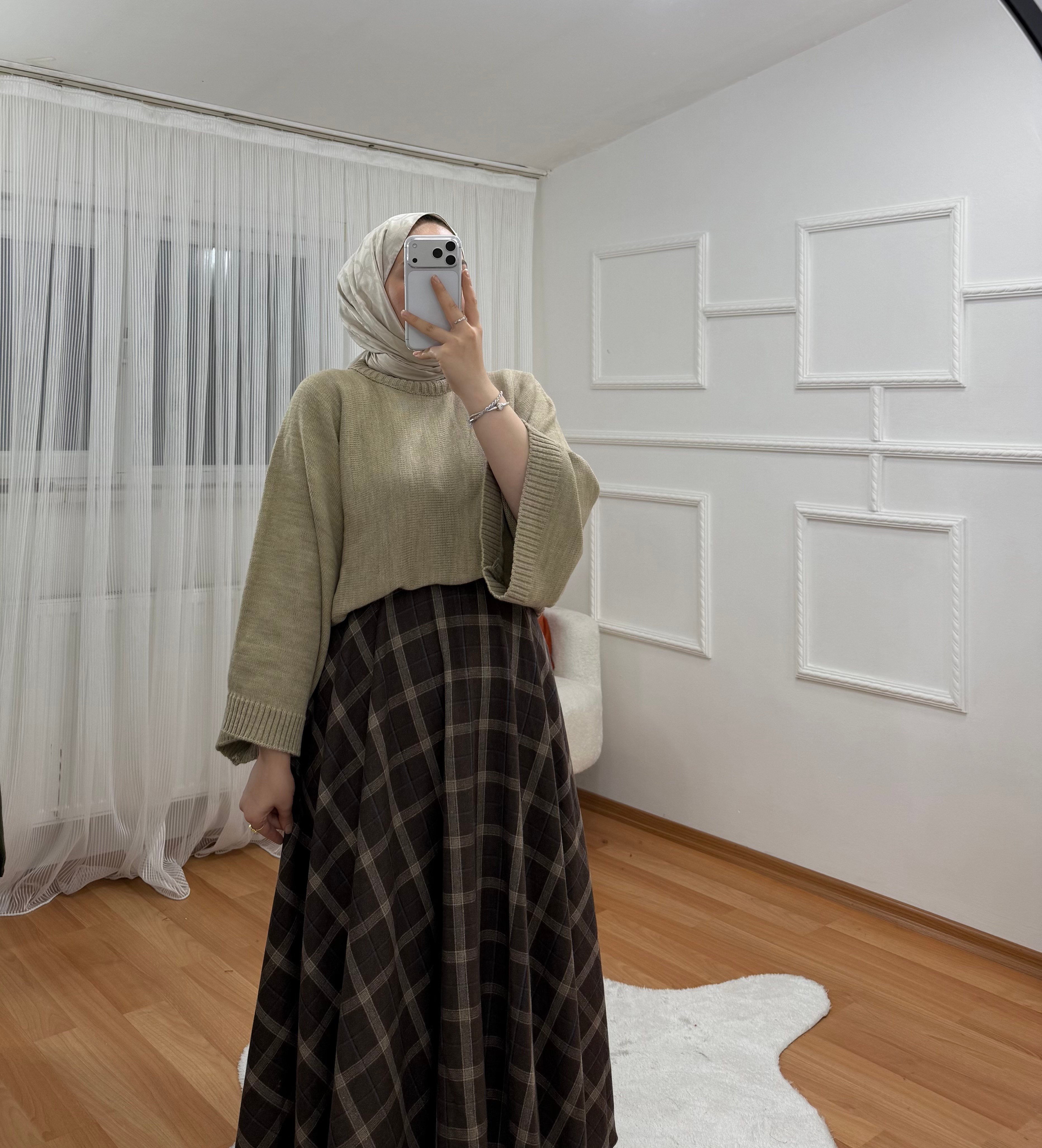 Ekose Etek Kahve Bej 1067 