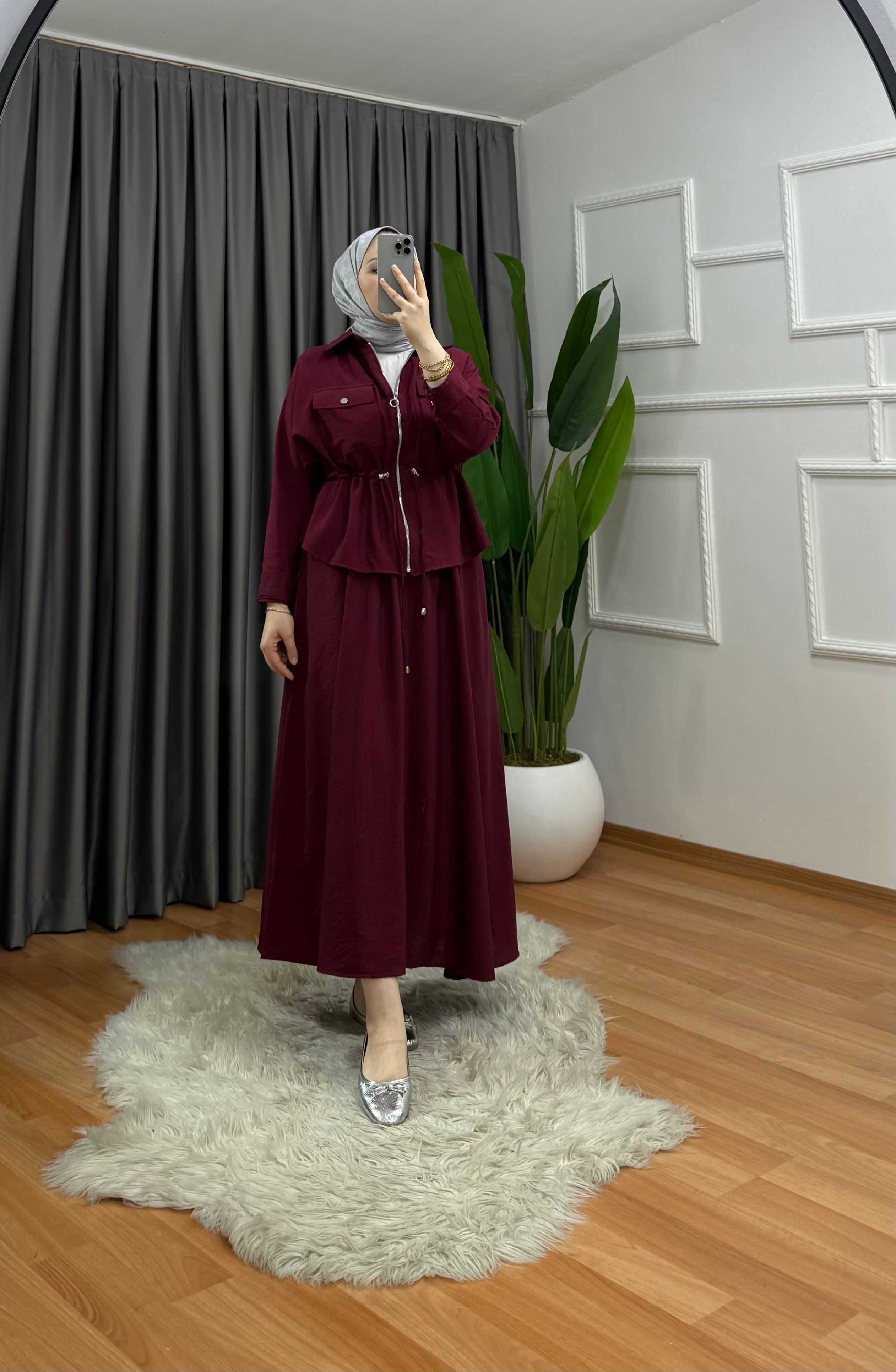 Emma Etekli Takım Bordo 6666 