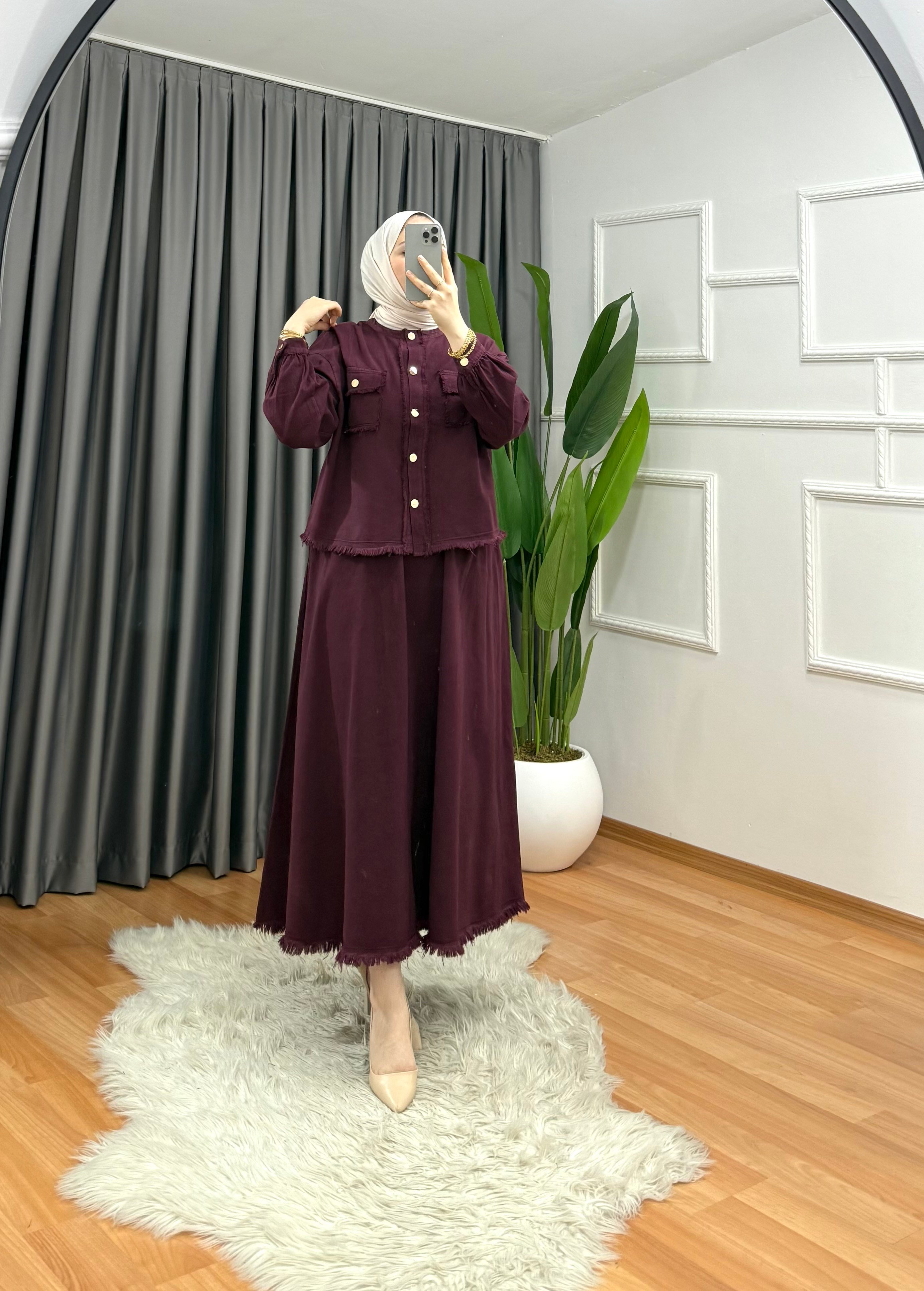 Kot Etekli Takım Bordo 8888 