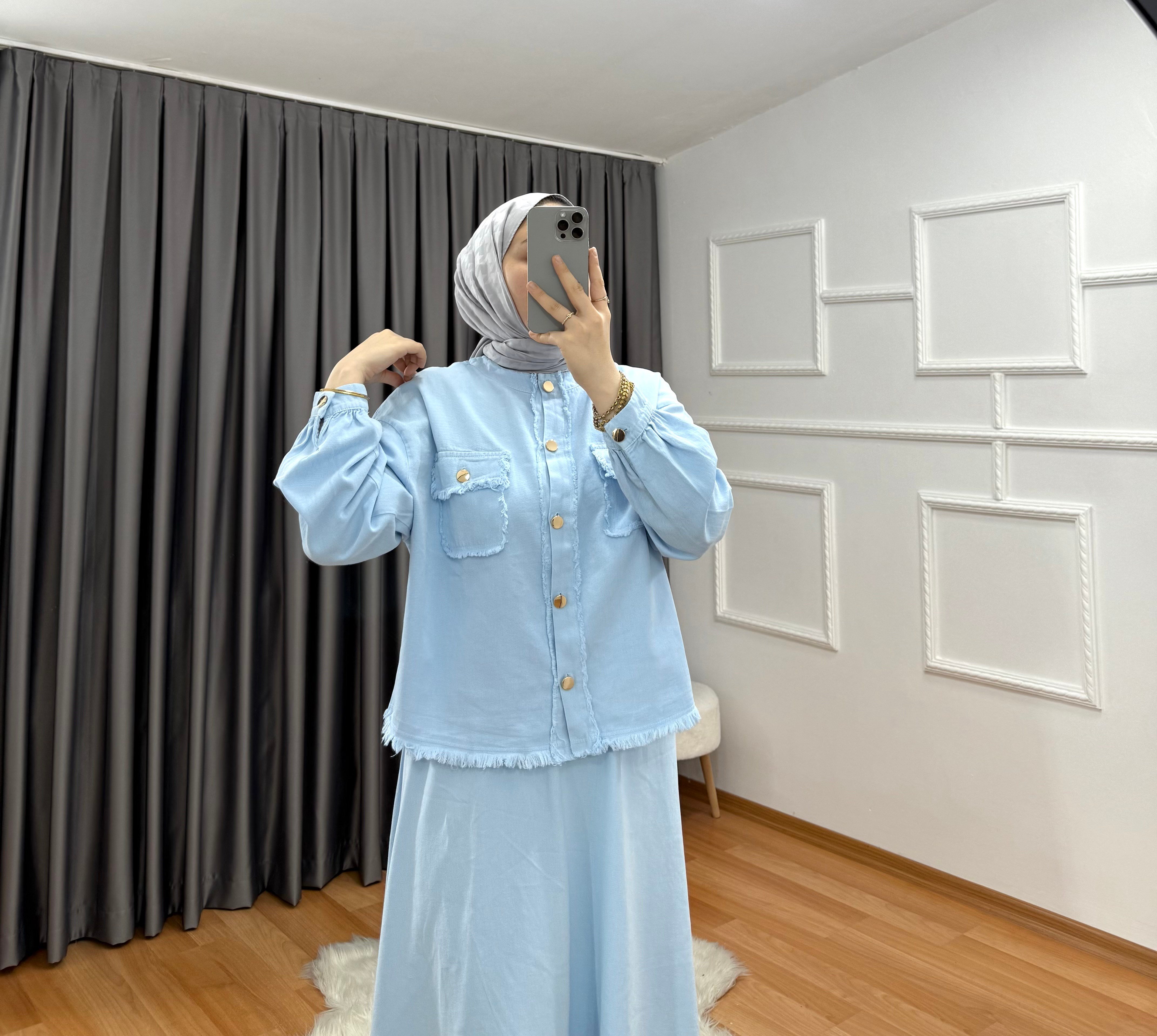 Kot Etekli Takım Buz Mavisi 8888 