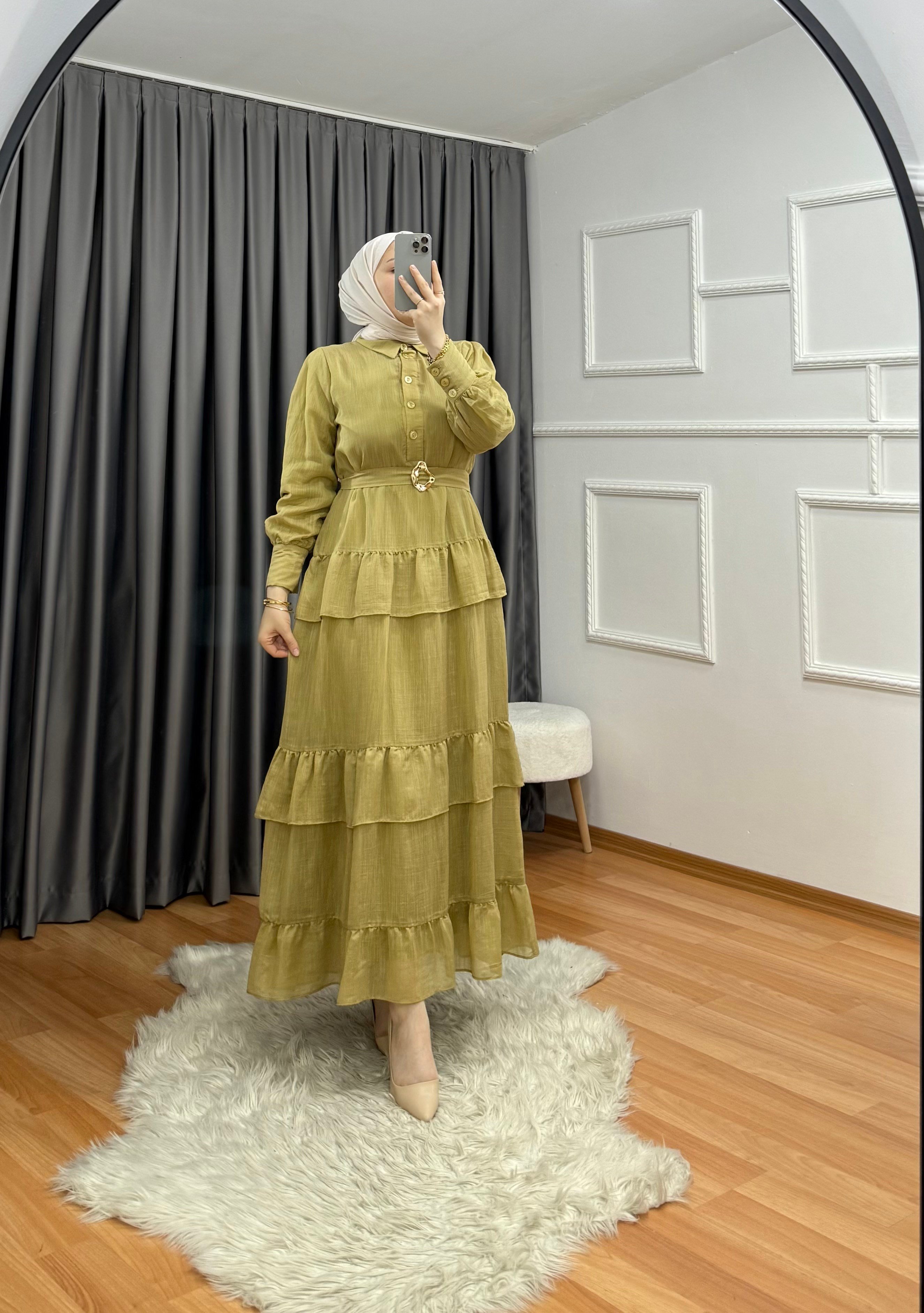Alina Elbise Yağ Yeşili 0011 