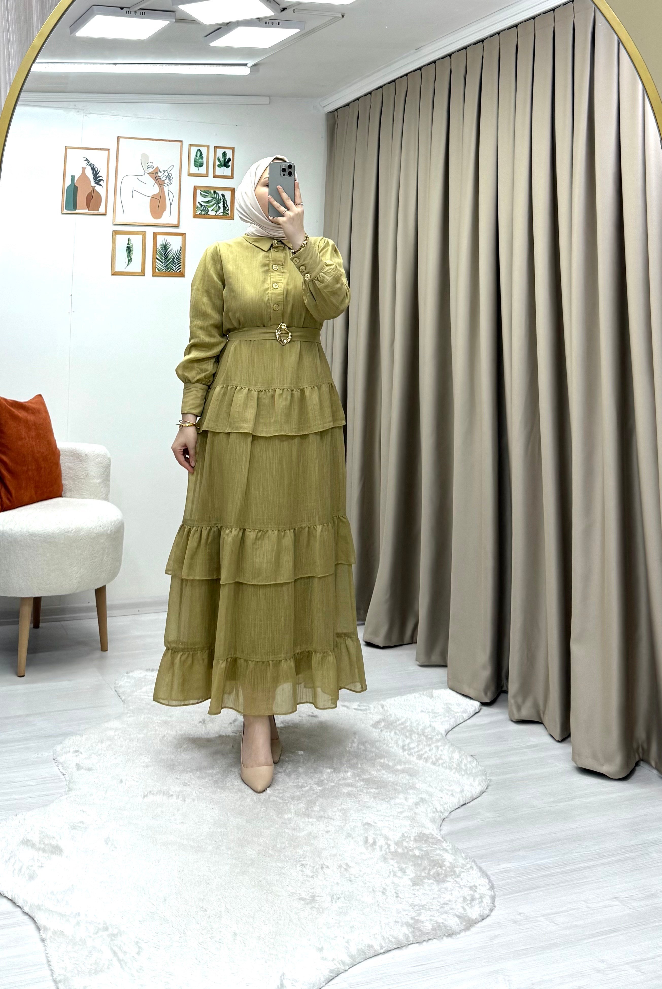 Alina Elbise Yağ Yeşili 0011 