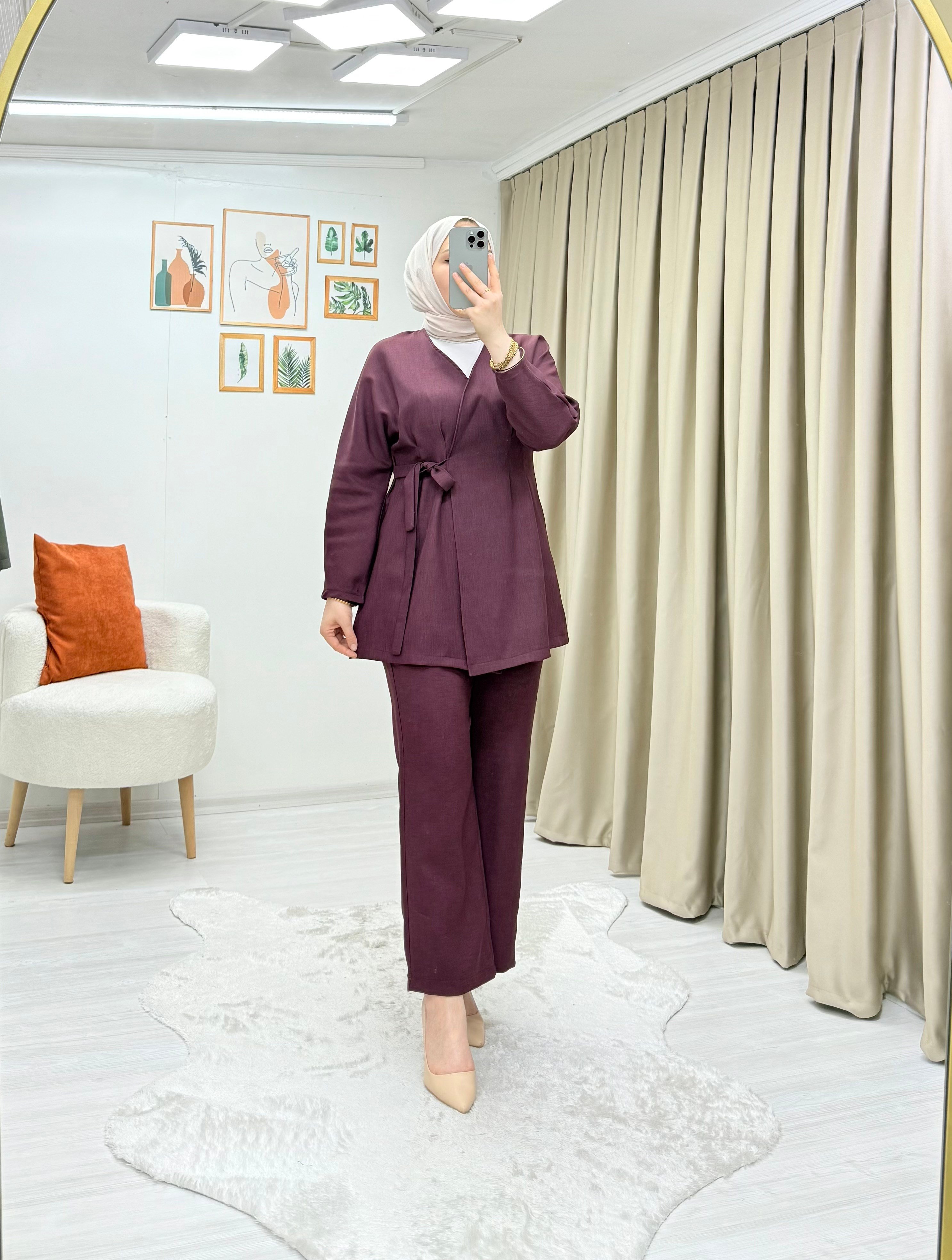Ada Yandan Bağlamalı Takım Bordo 0016 