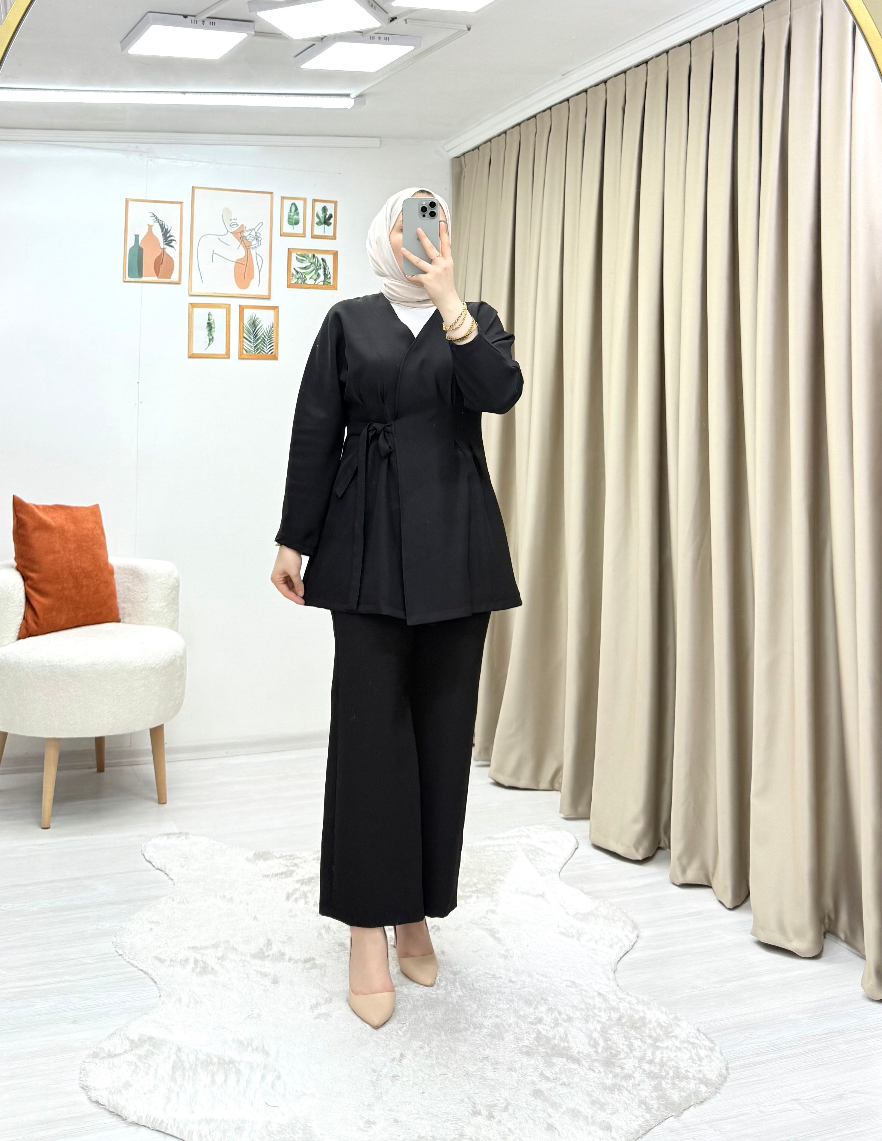 Ada Yandan Bağlamalı Takım Siyah 0016 