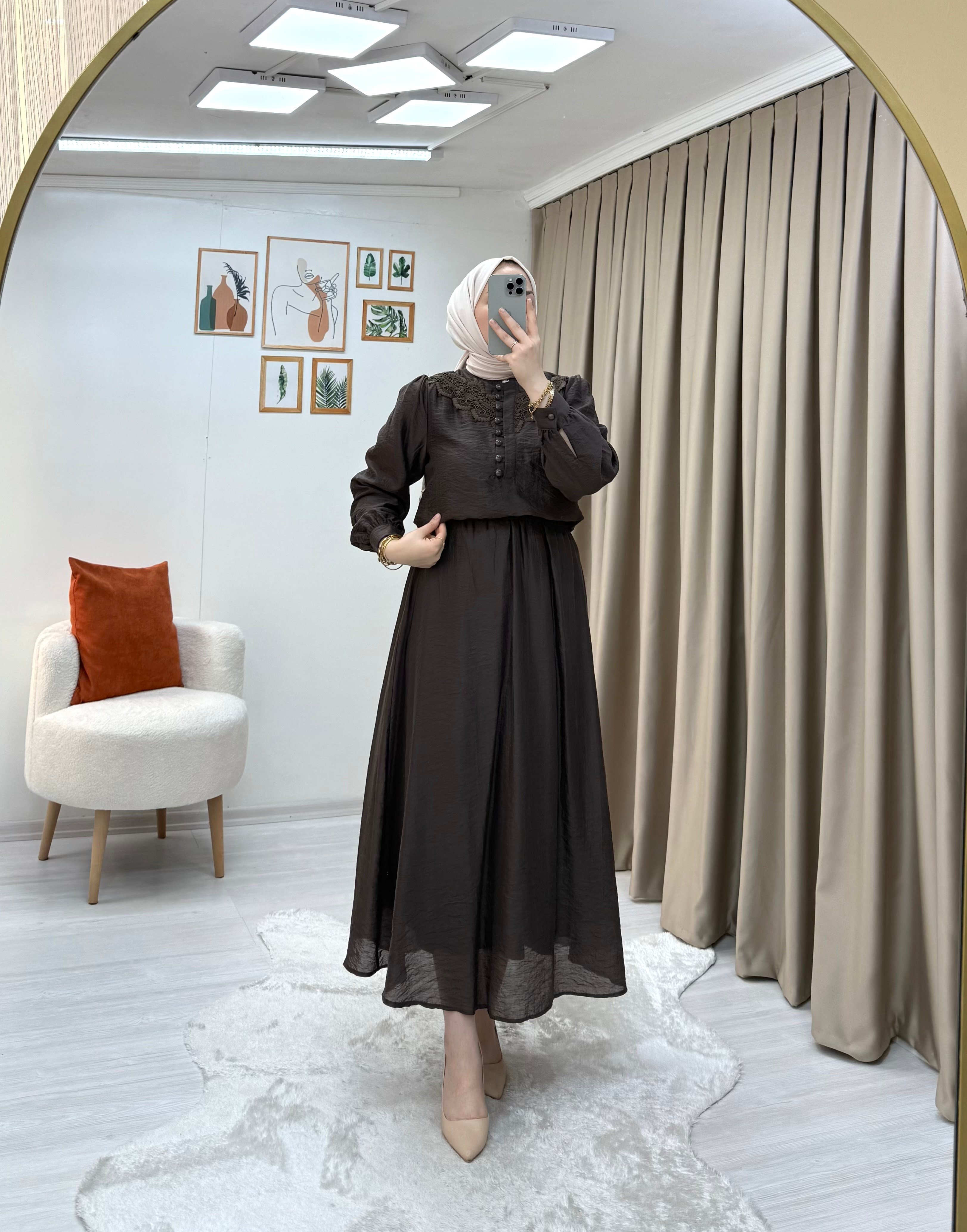 Sofia Dantel Takım Kahve 0018 