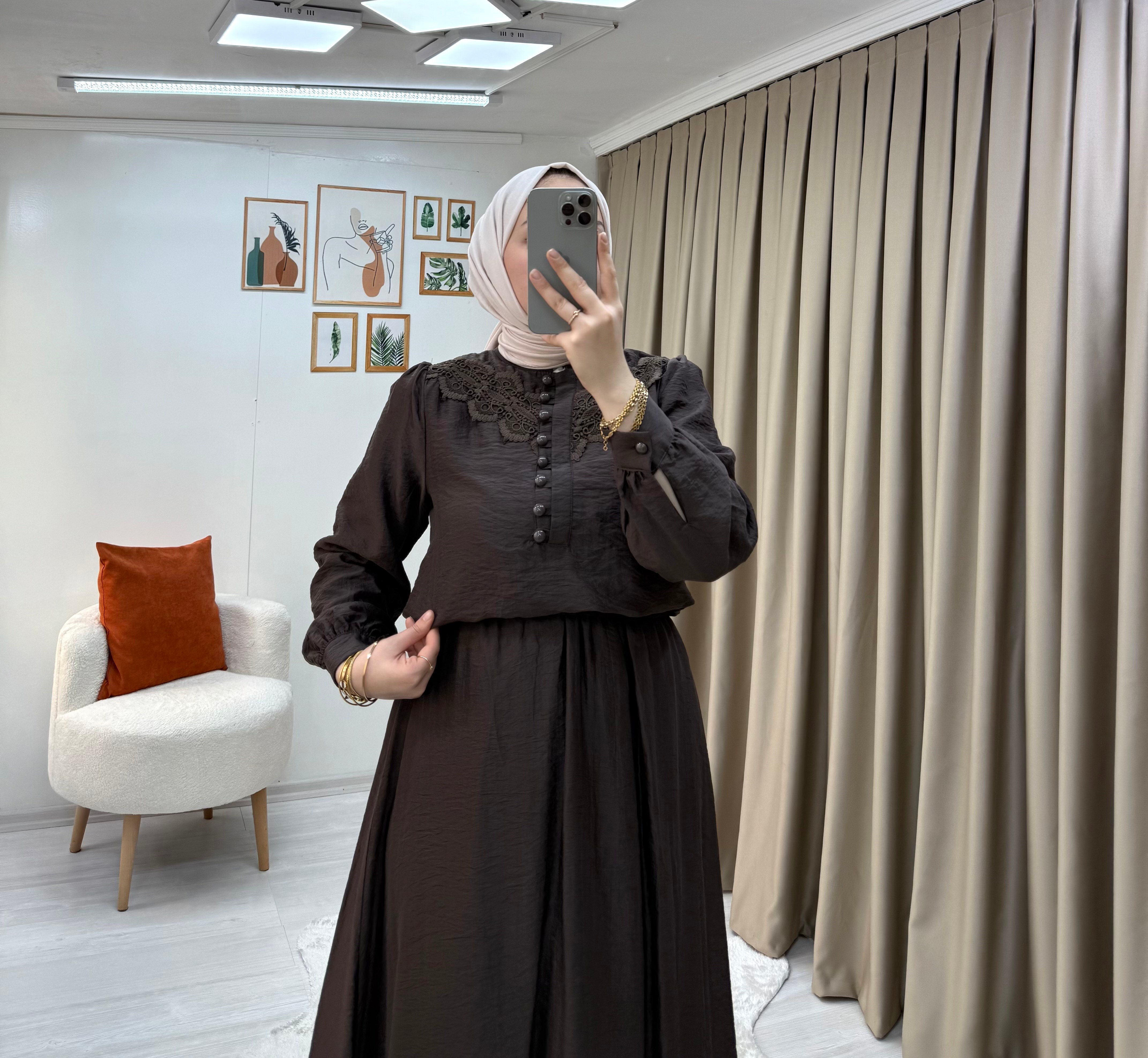 Sofia Dantel Takım Kahve 0018 