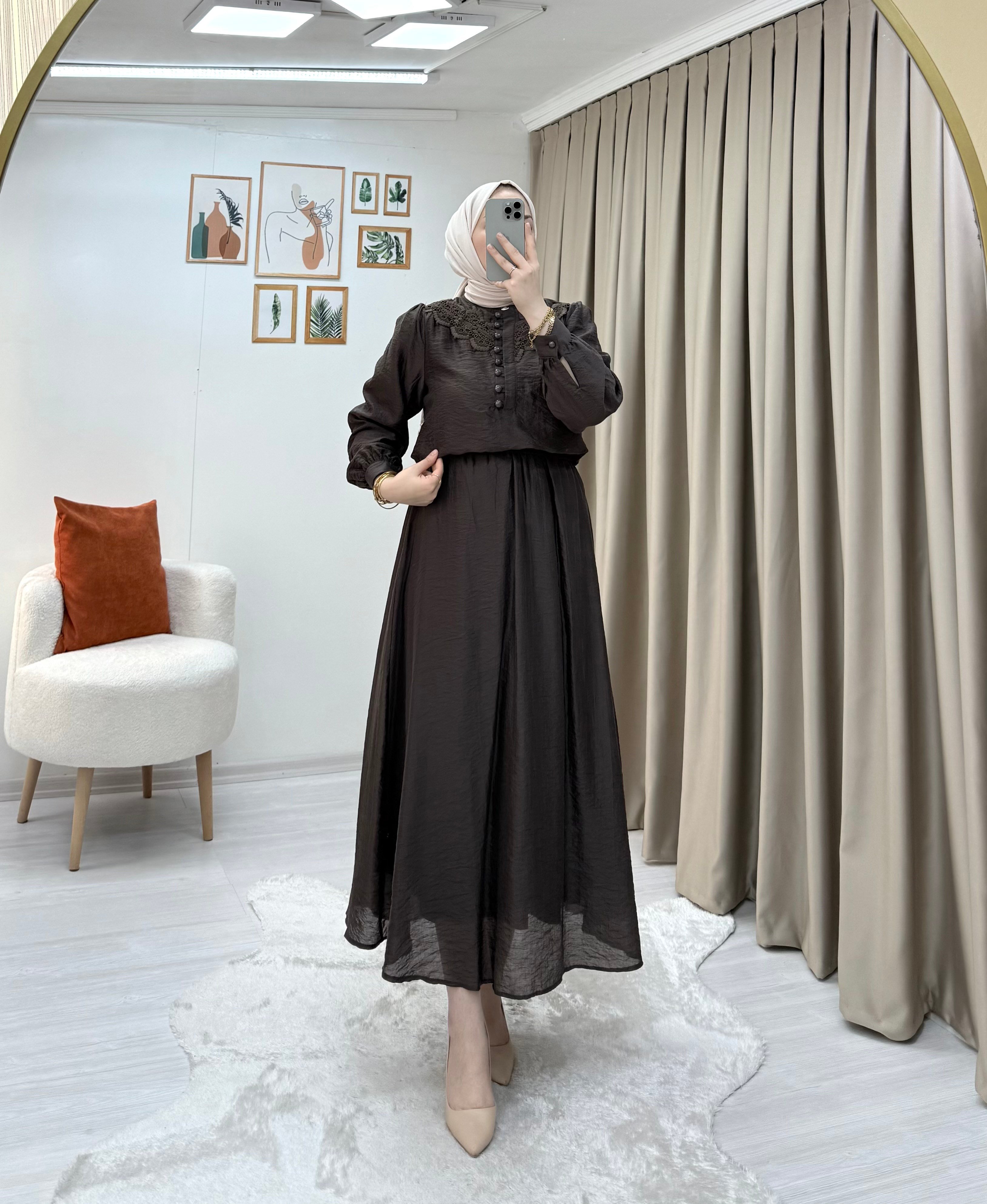 Sofia Dantel Takım Kahve 0018 