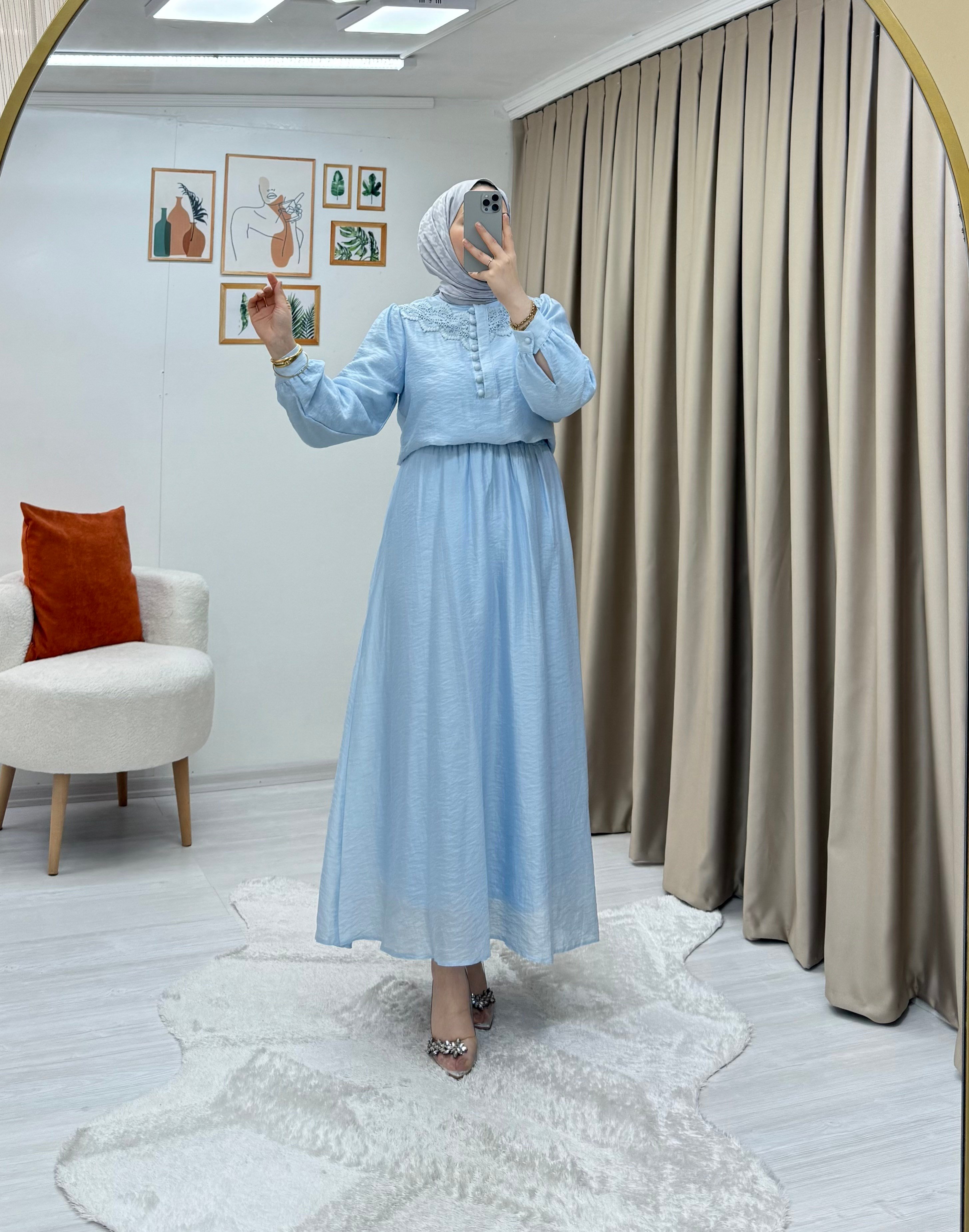 Sofia Dantel Takım Mavi 0018 