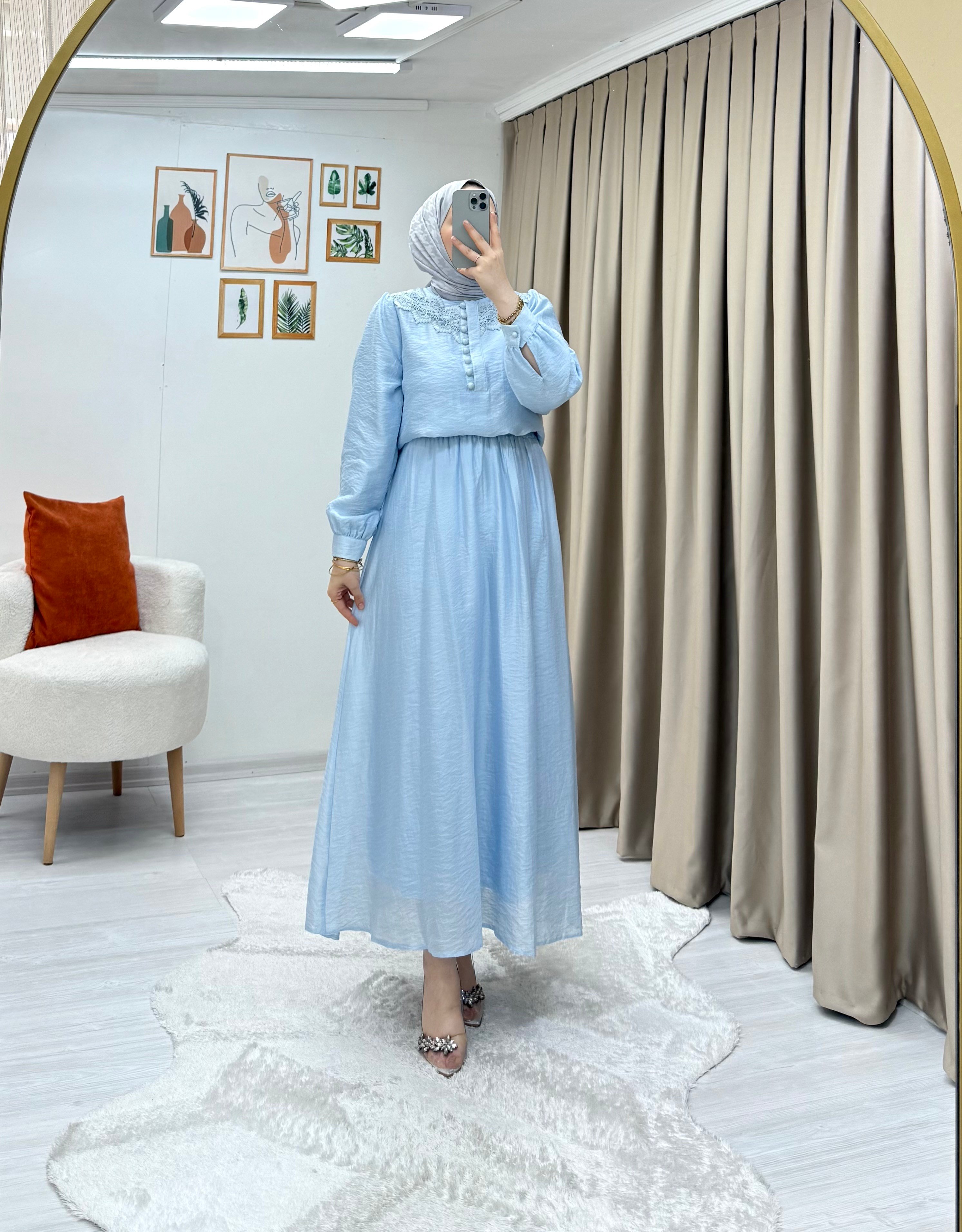 Sofia Dantel Takım Mavi 0018 