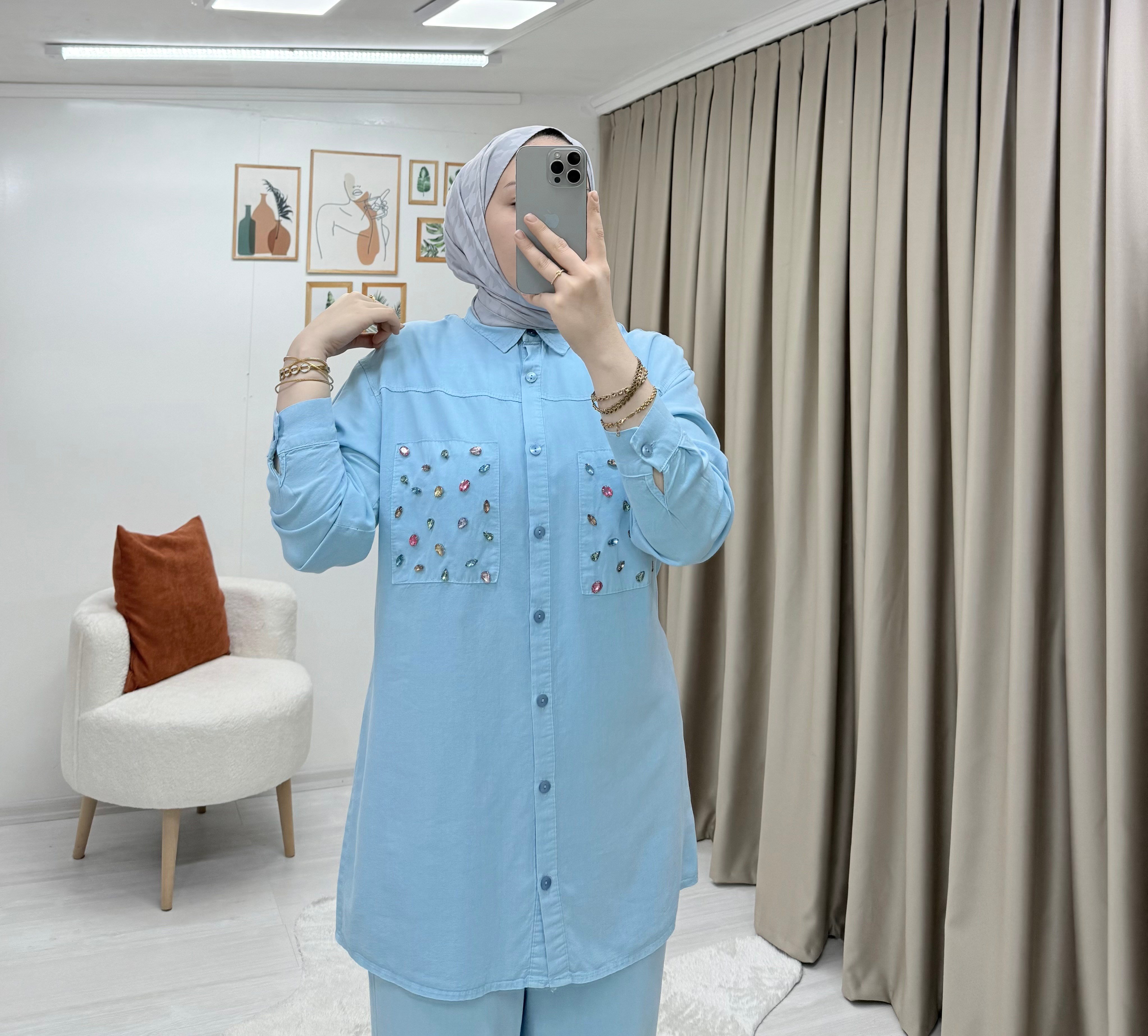 Mio Taşlı Takım Mavi 0019 