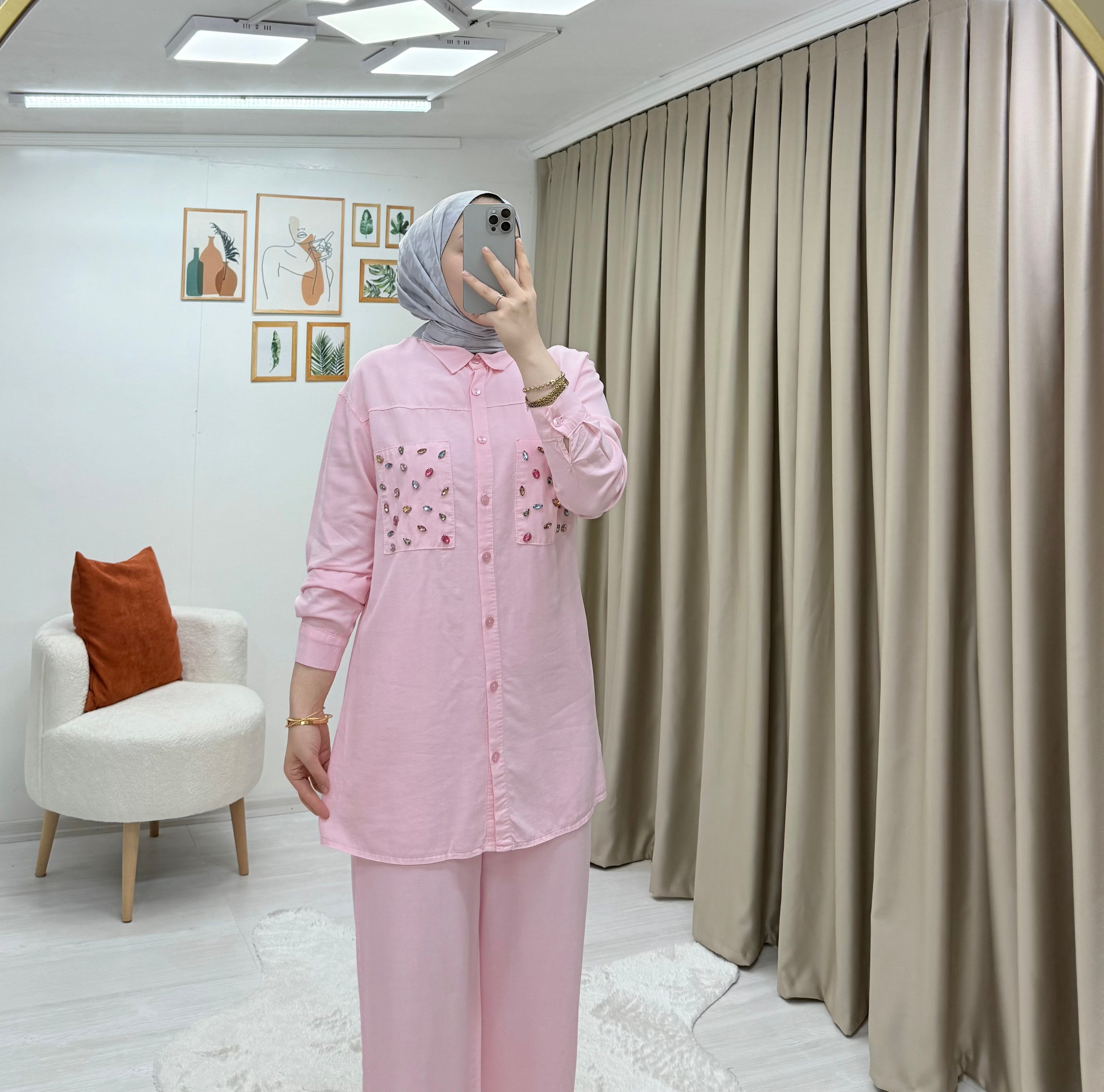 Mio Taşlı Takım Pembe 0019 