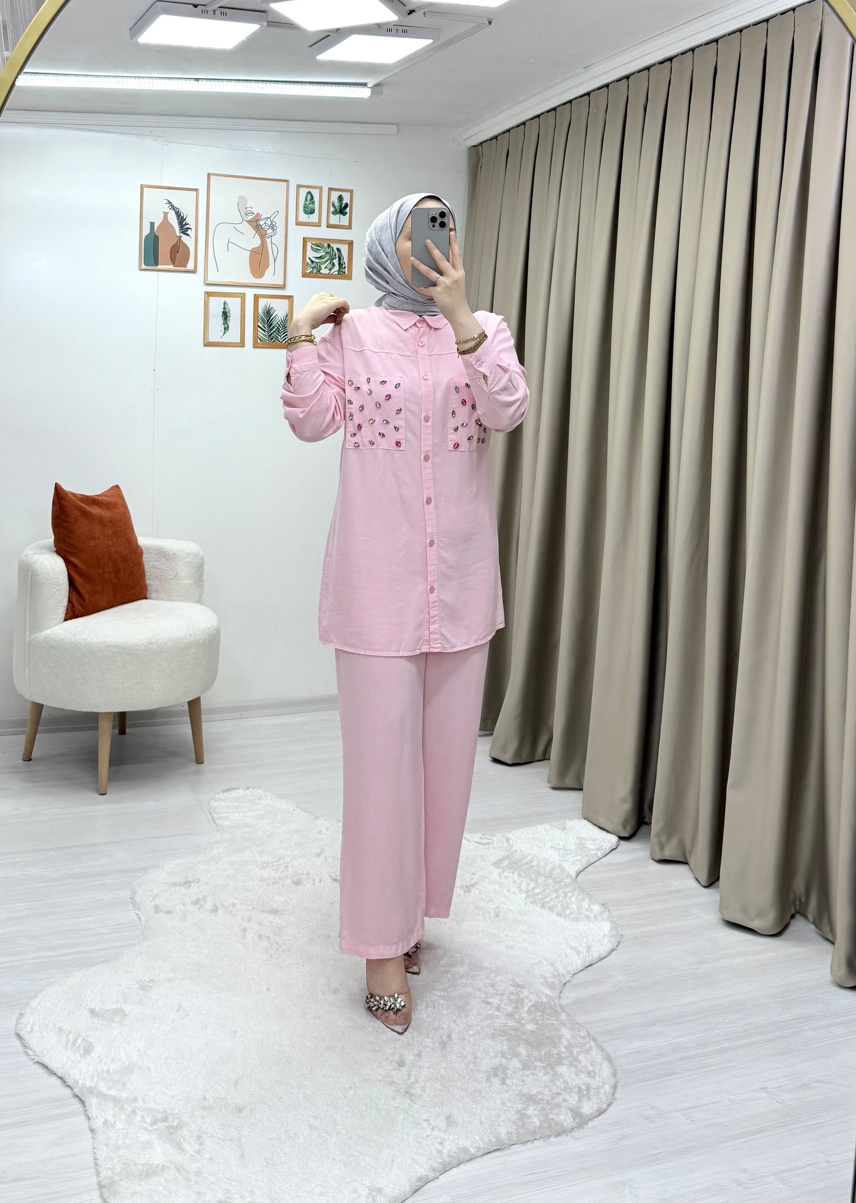 Mio Taşlı Takım Pembe 0019 