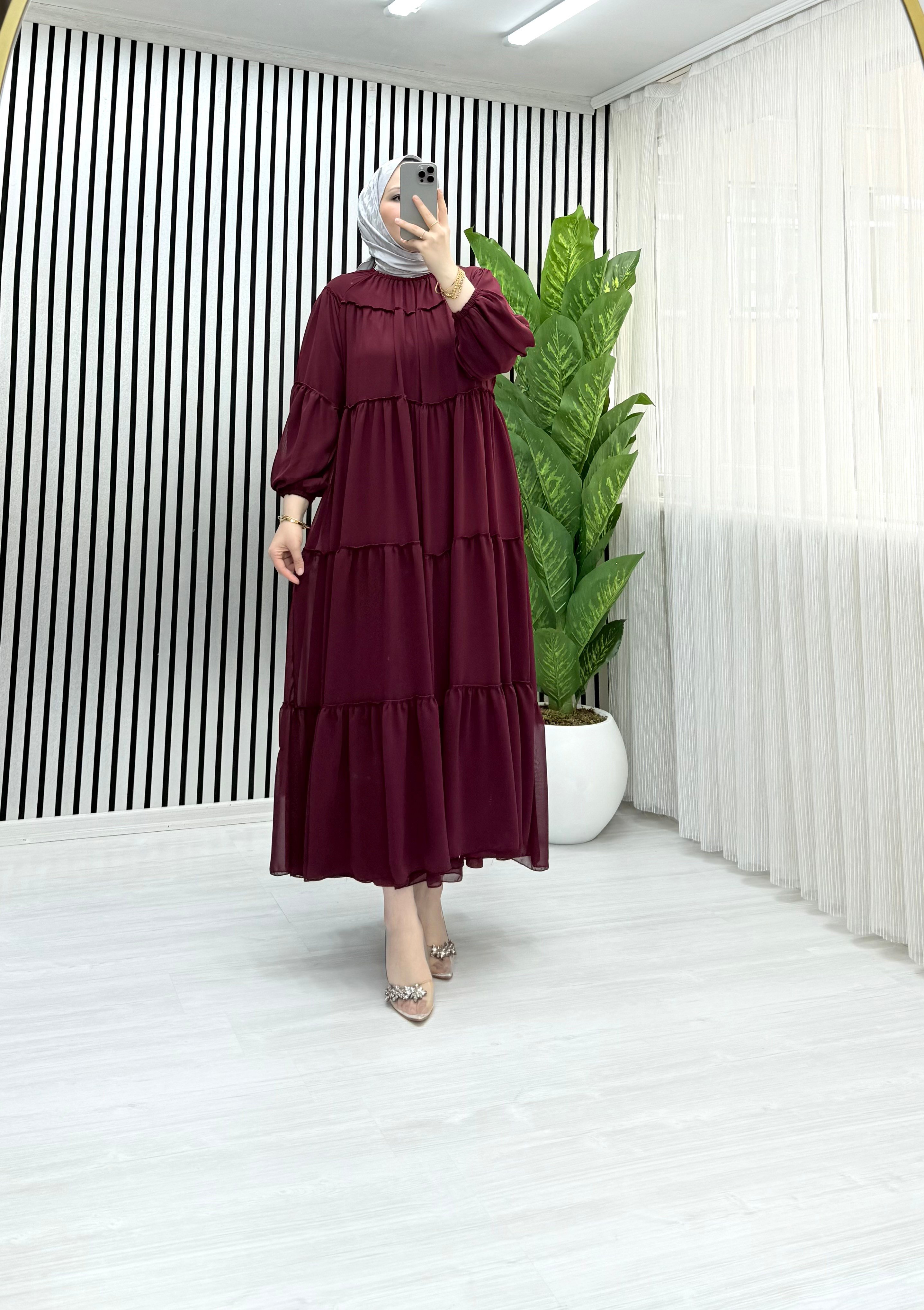 SALİH KATKAT ELBİSE BORDO 0028 