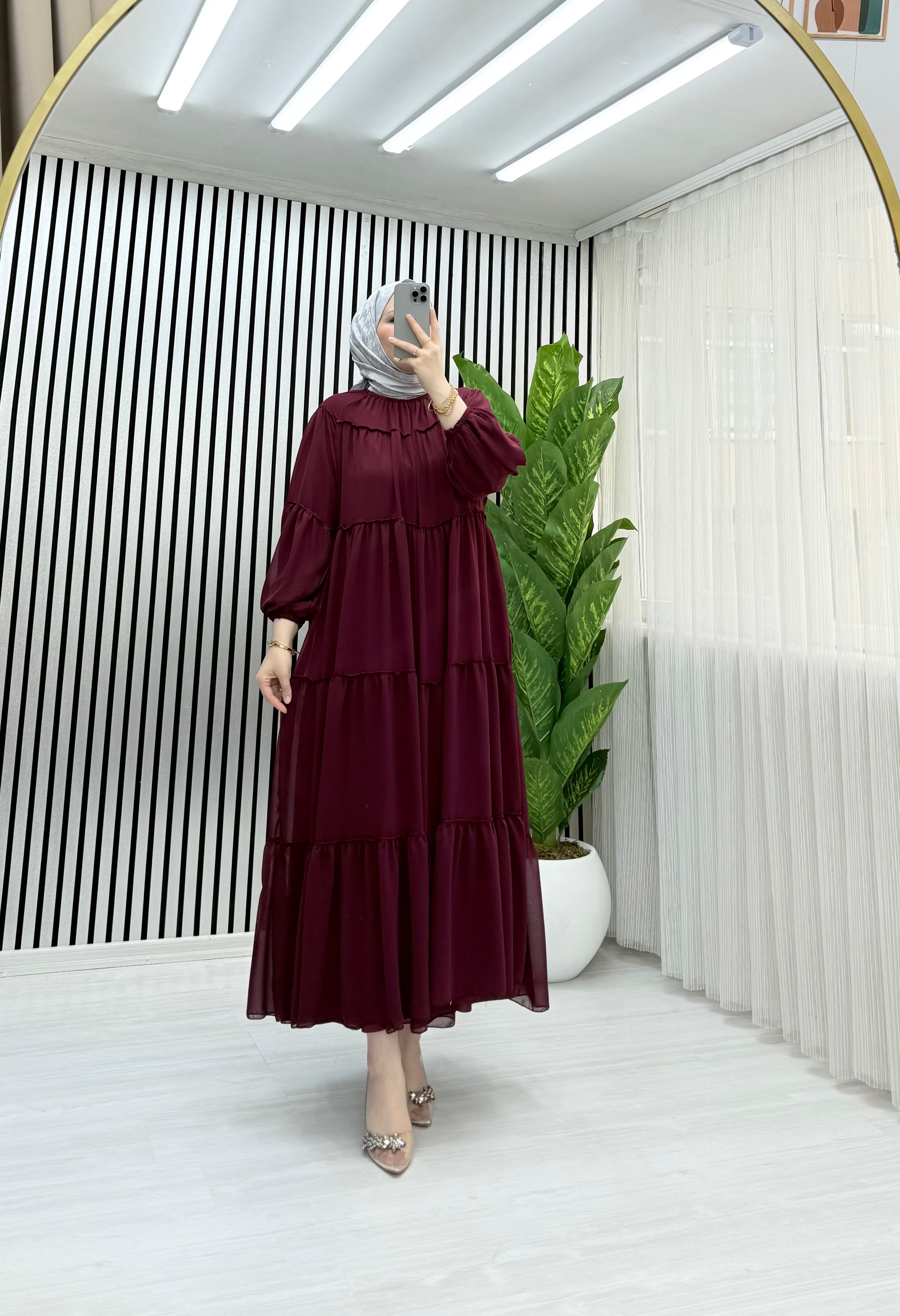 SALİH KATKAT ELBİSE BORDO 0028 