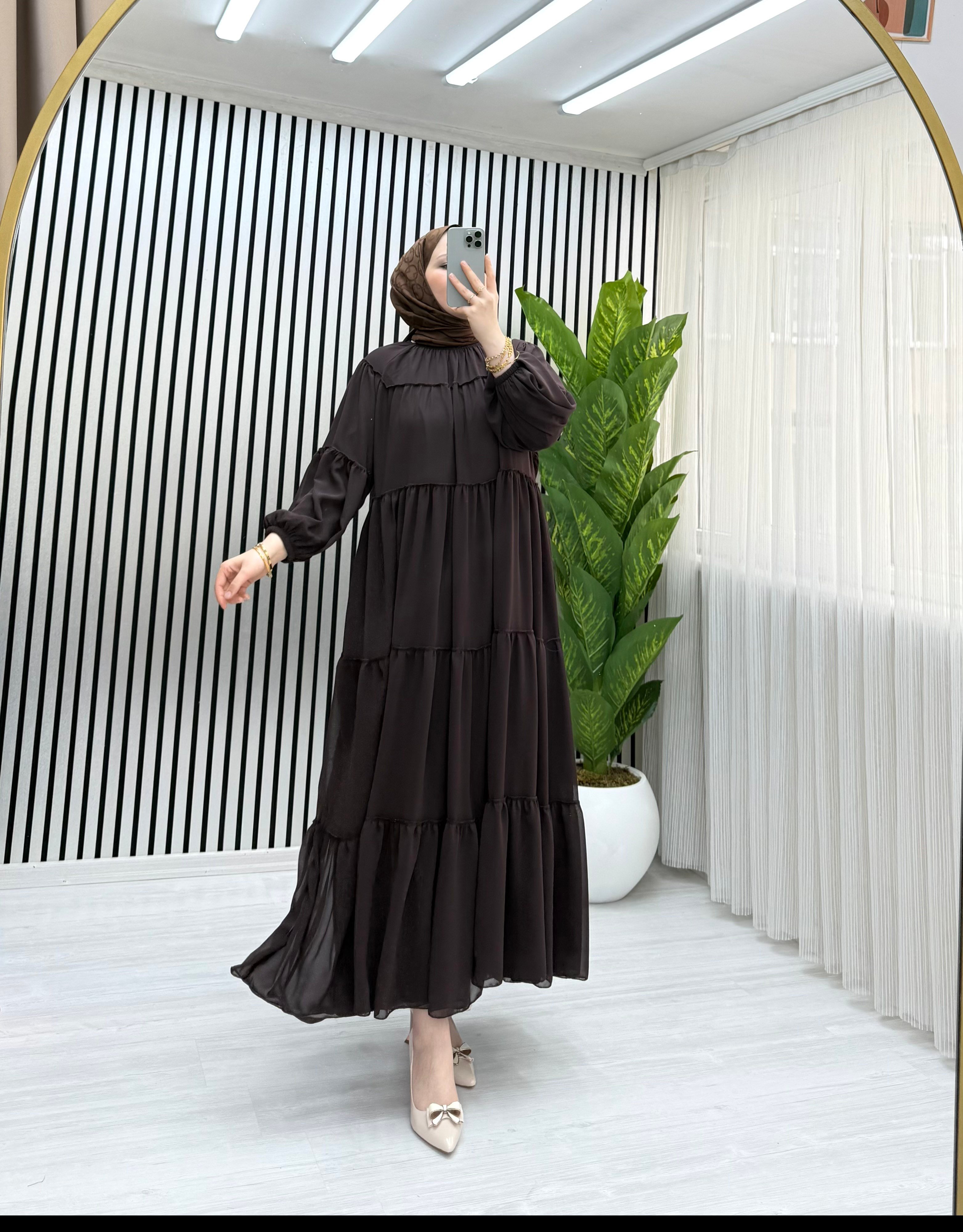 SALİH KATKAT ELBİSE KAHVE 0028 