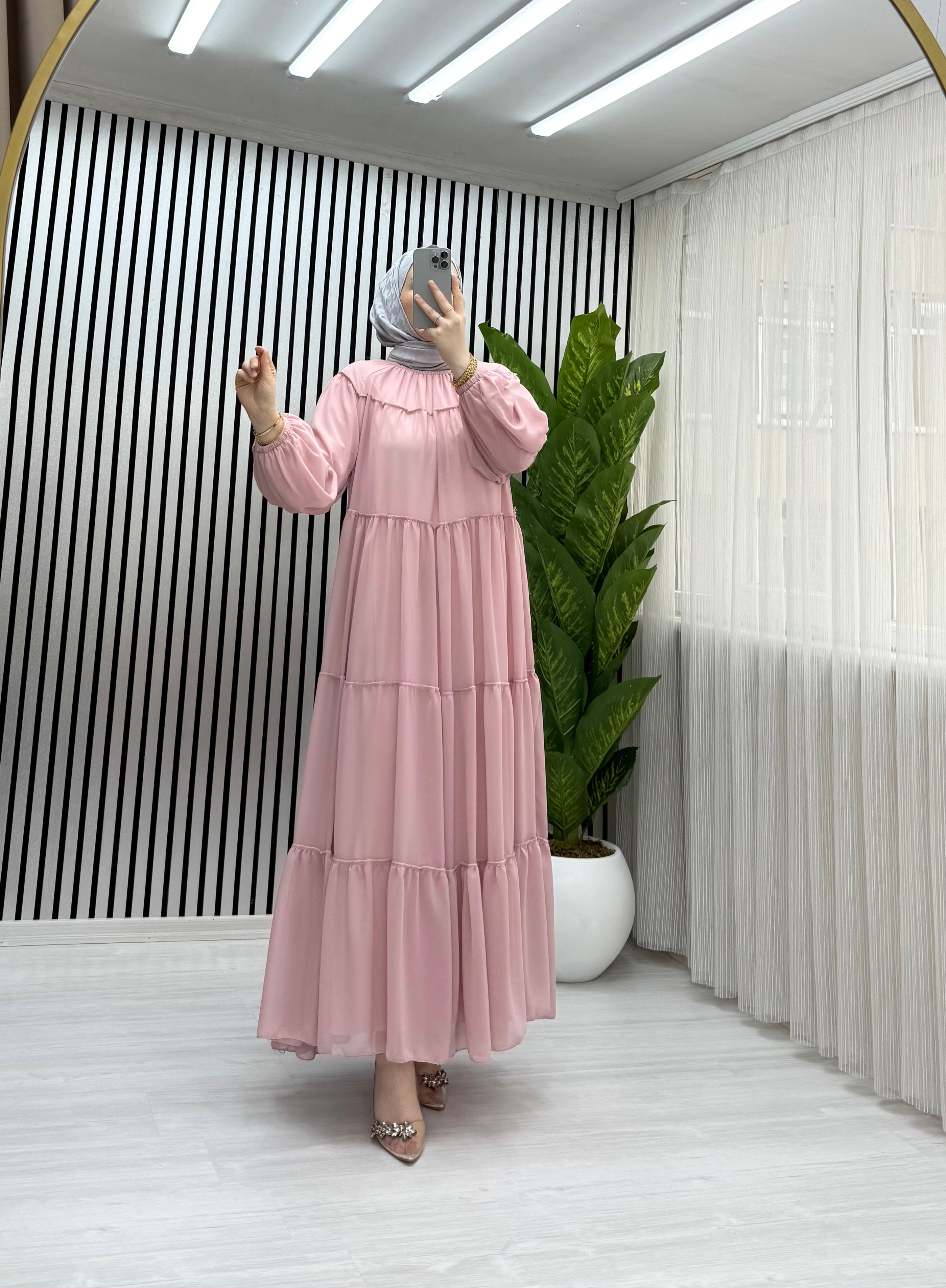 SALİH KATKAT ELBİSE PEMBE 0028 