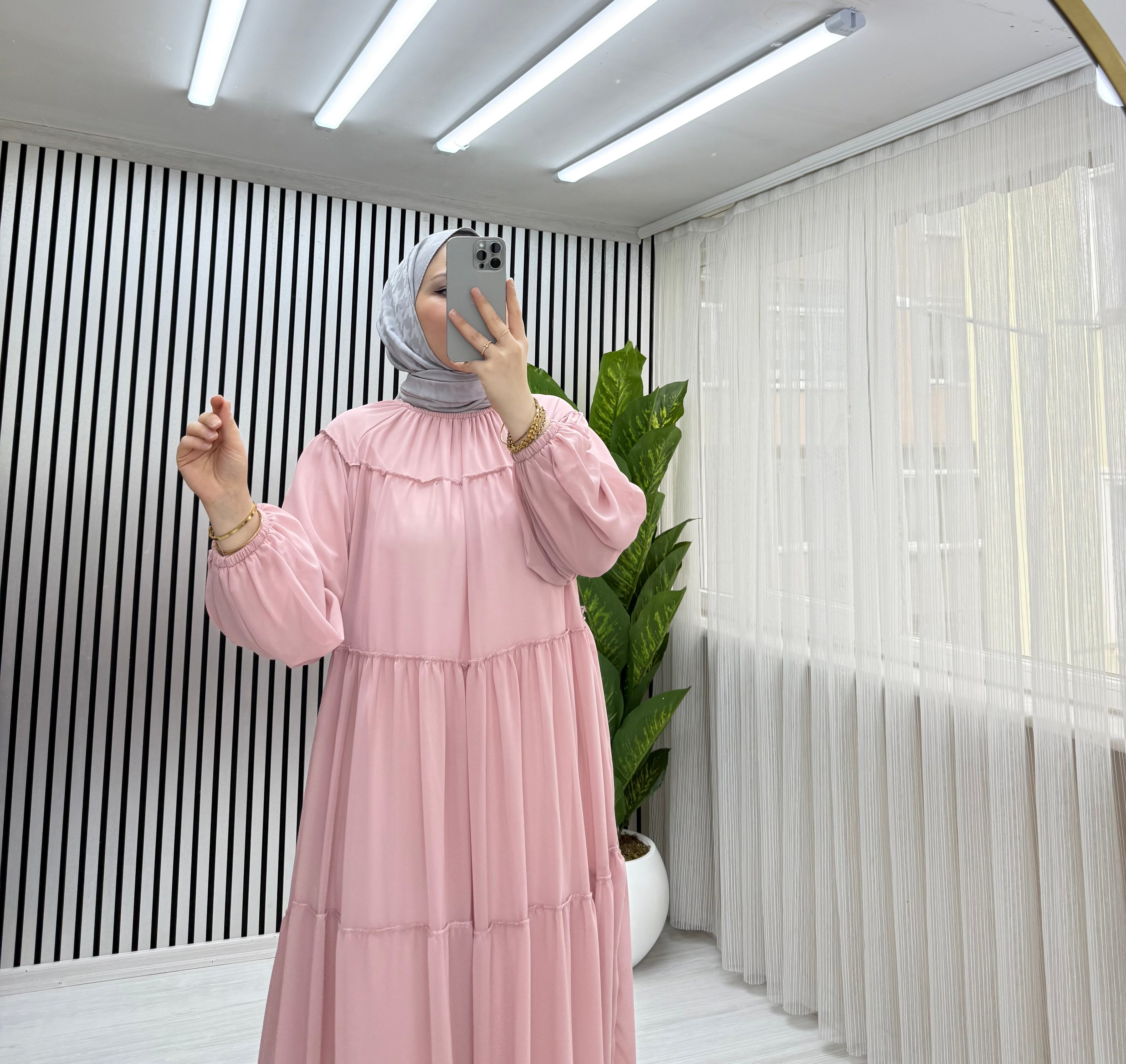 SALİH KATKAT ELBİSE PEMBE 0028 