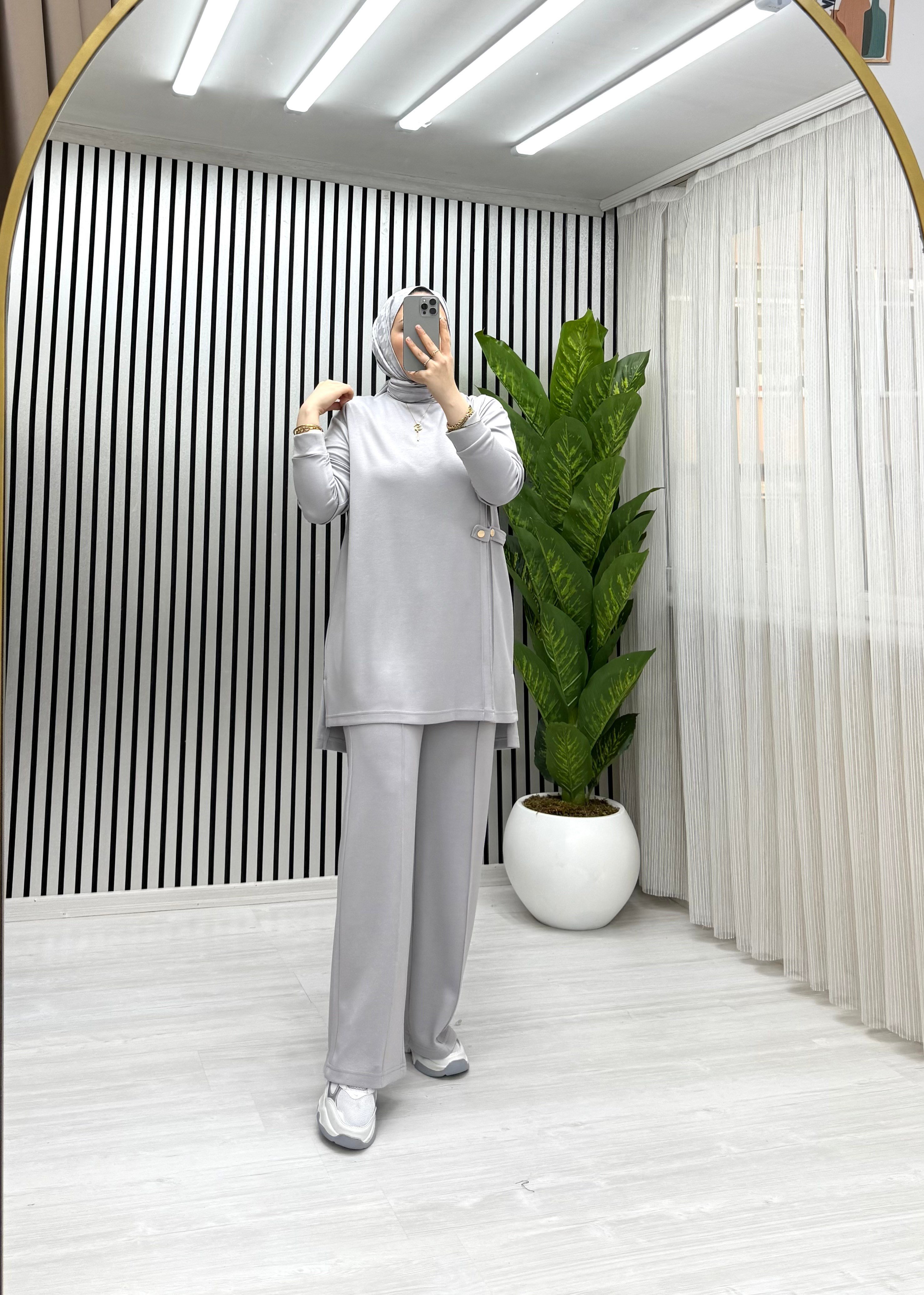 LİO YANDAN ÇITLI TAKIM GRİ 0030 