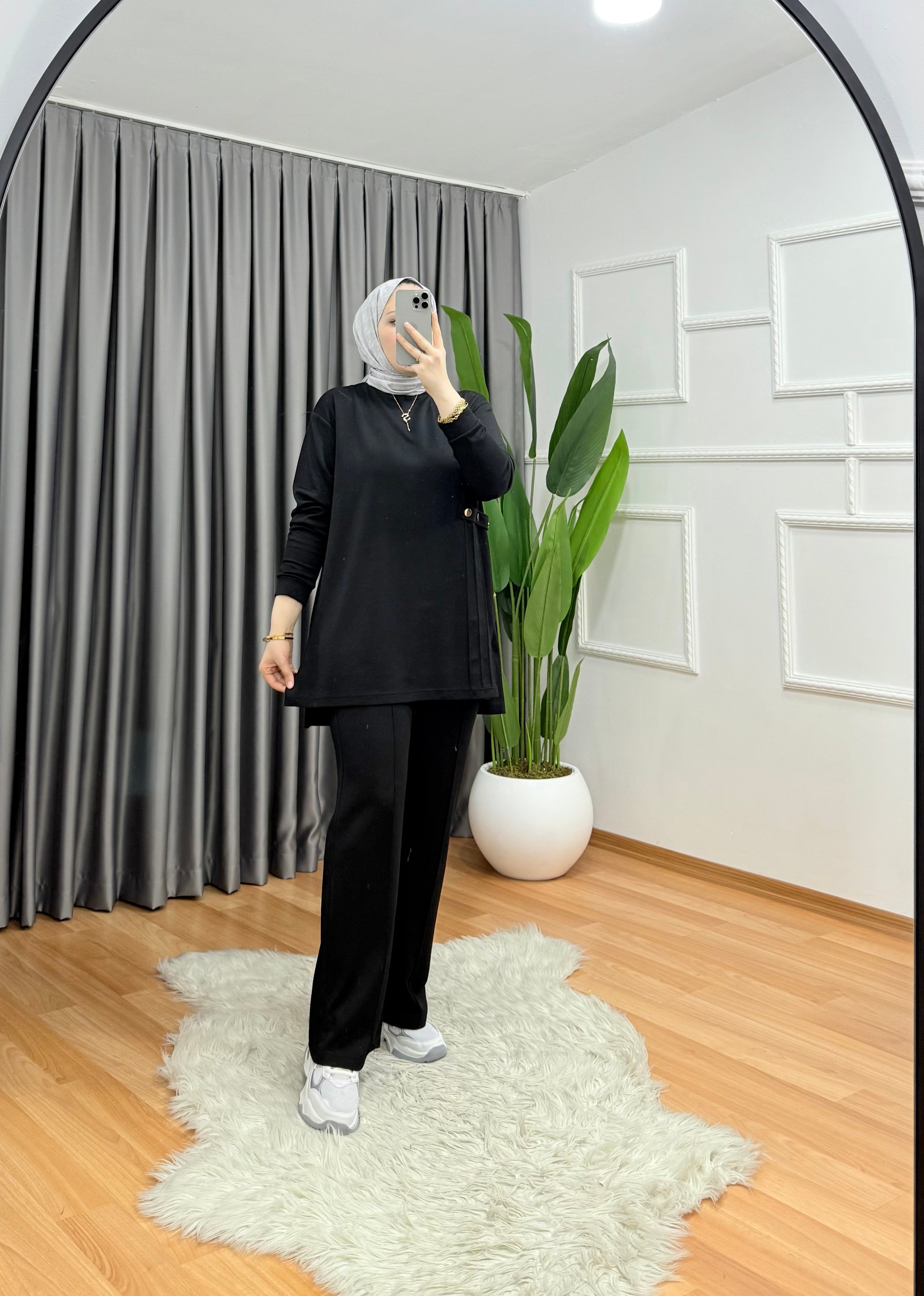 LİO YANDAN ÇITLI TAKIM SİYAH 0030 