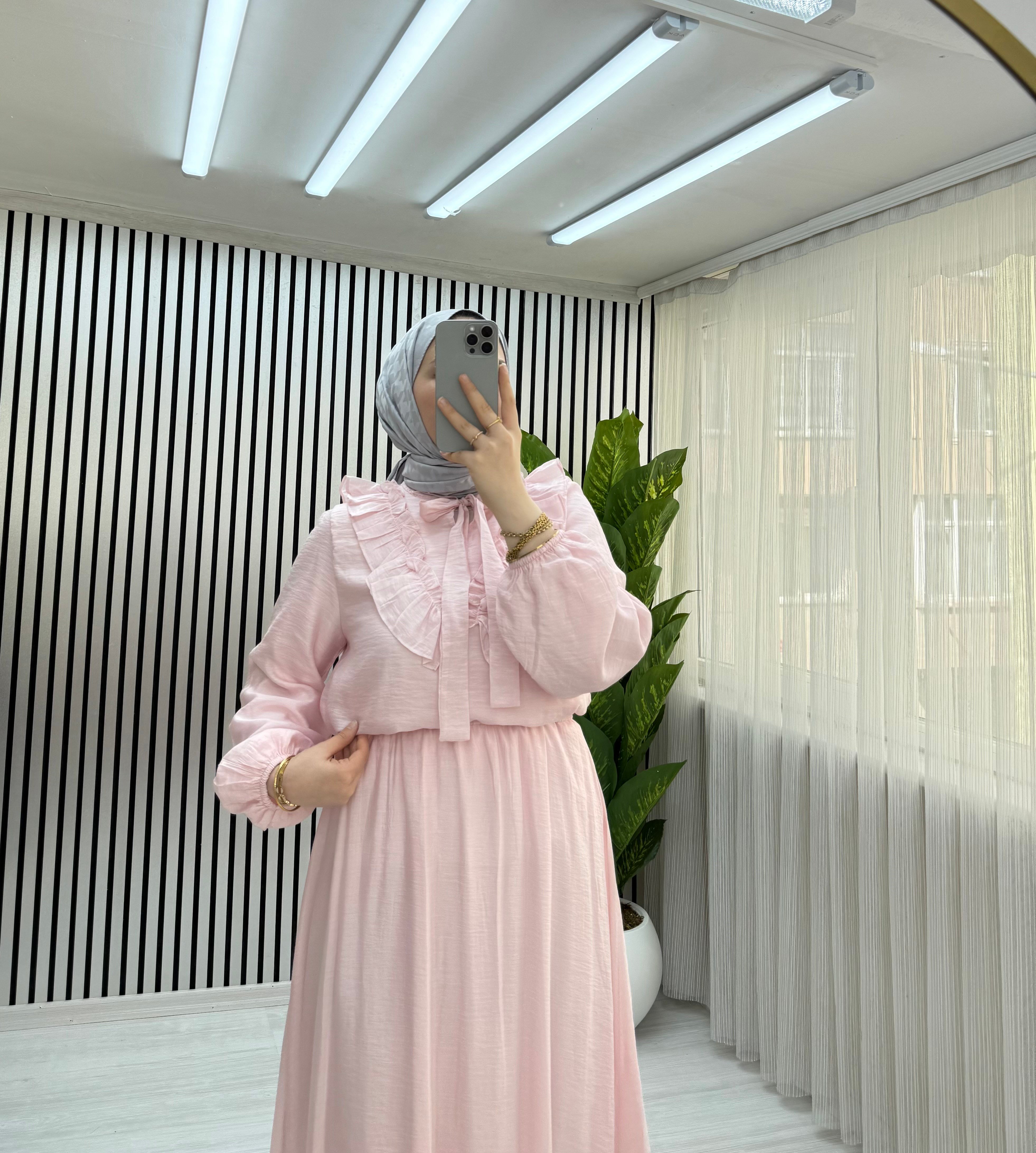 BELLA ETEKLİ TAKIM PEMBE 0034 