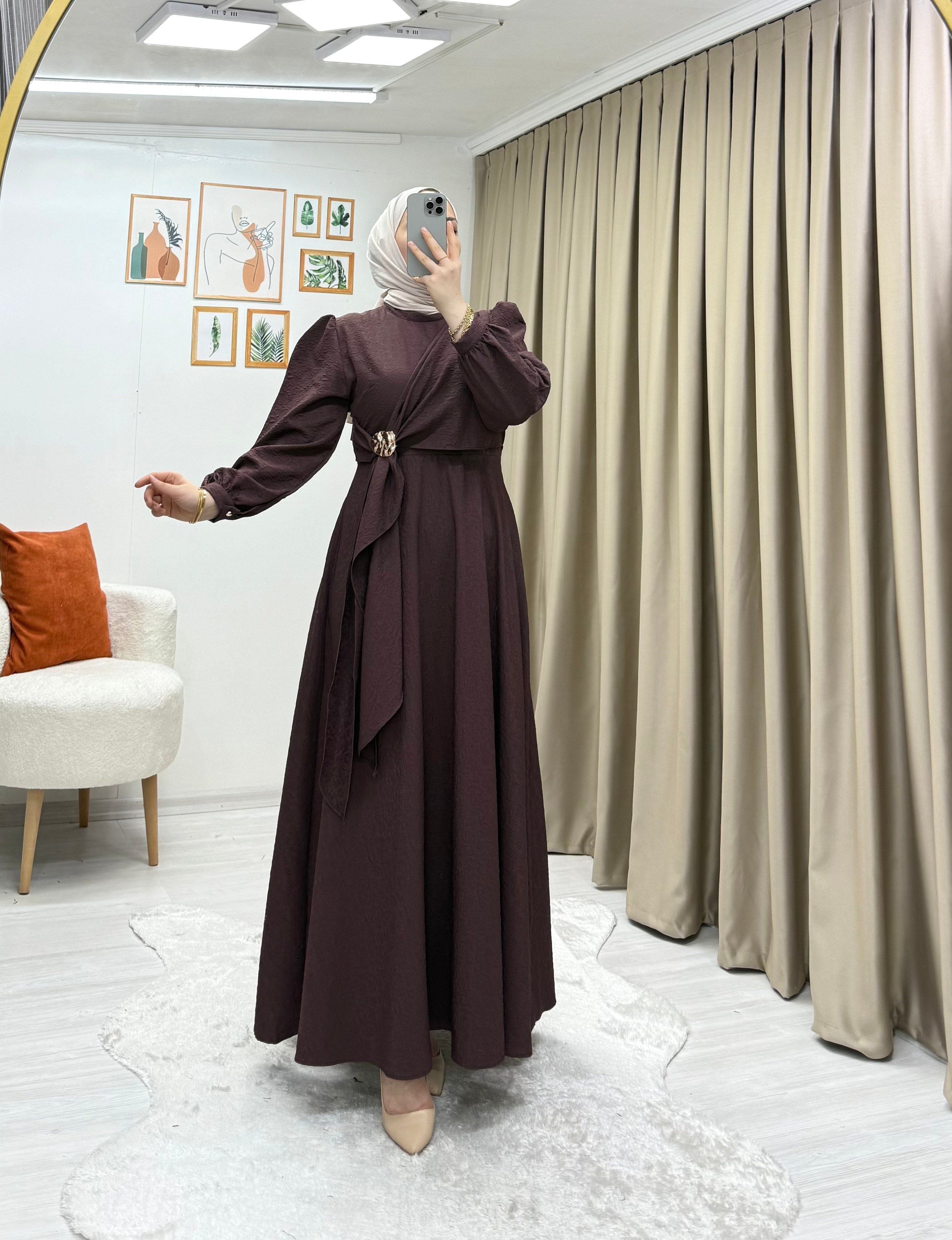 KABARTMA KUMAŞ ELBİSE MÜRDÜM 007 