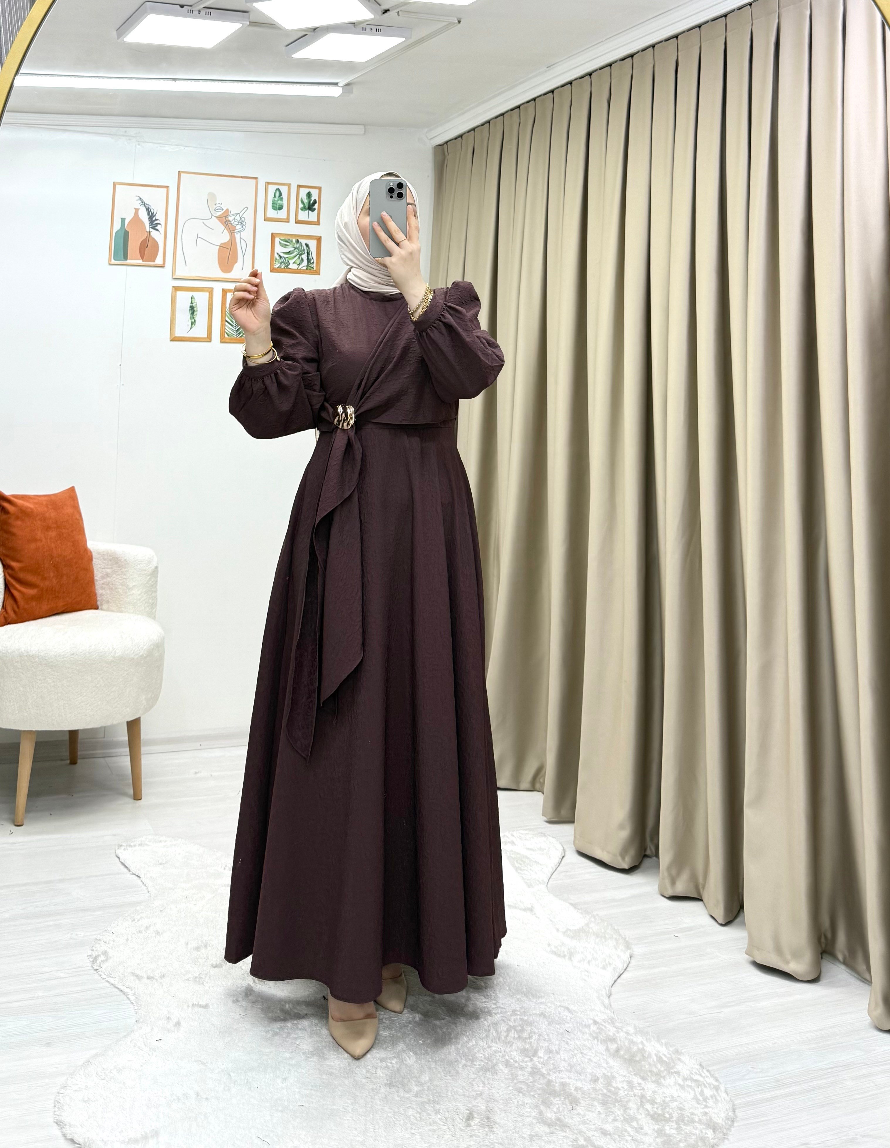 KABARTMA KUMAŞ ELBİSE MÜRDÜM 007 