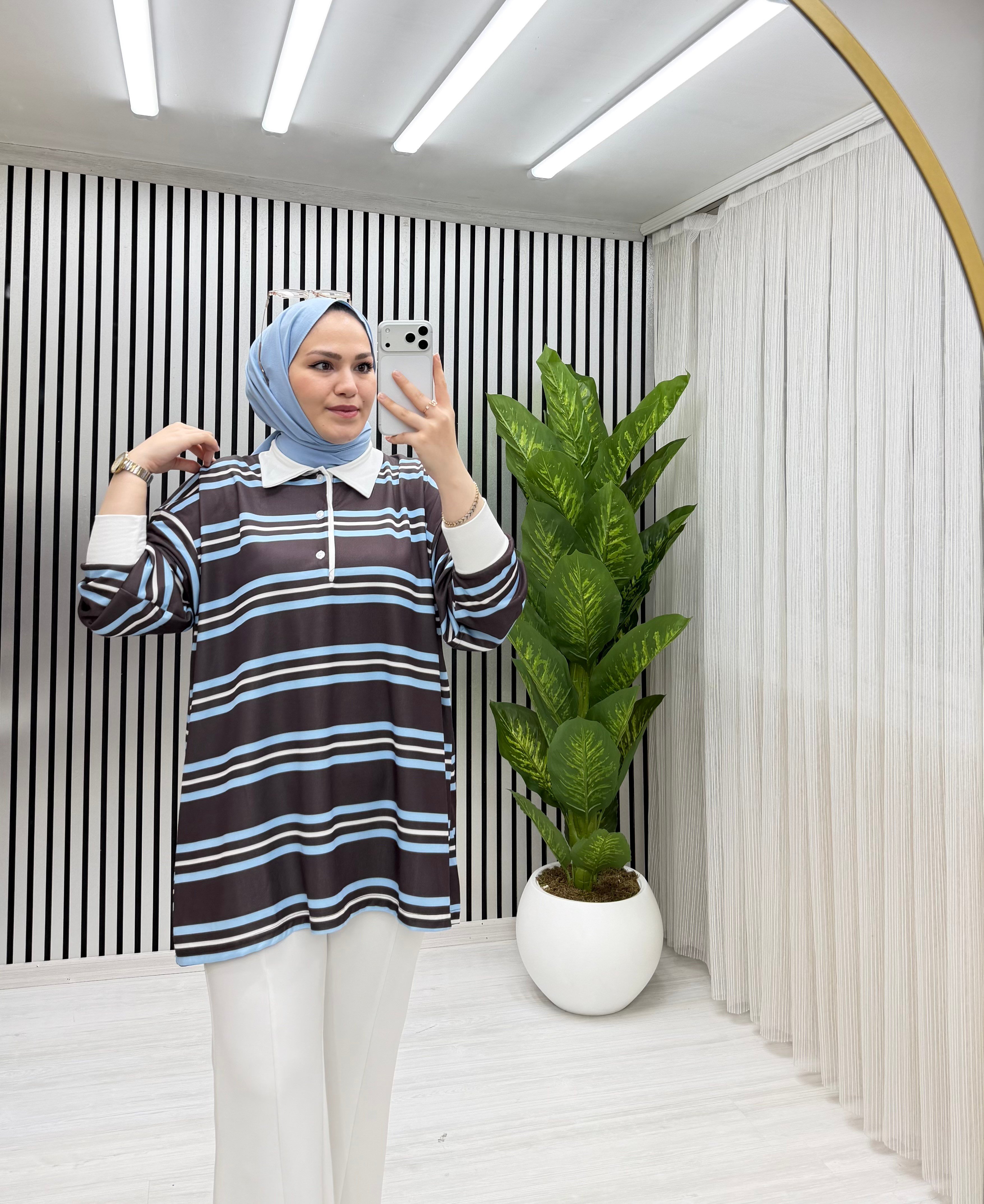 Yuna Sweat Bej Mavi Geçişli 79 