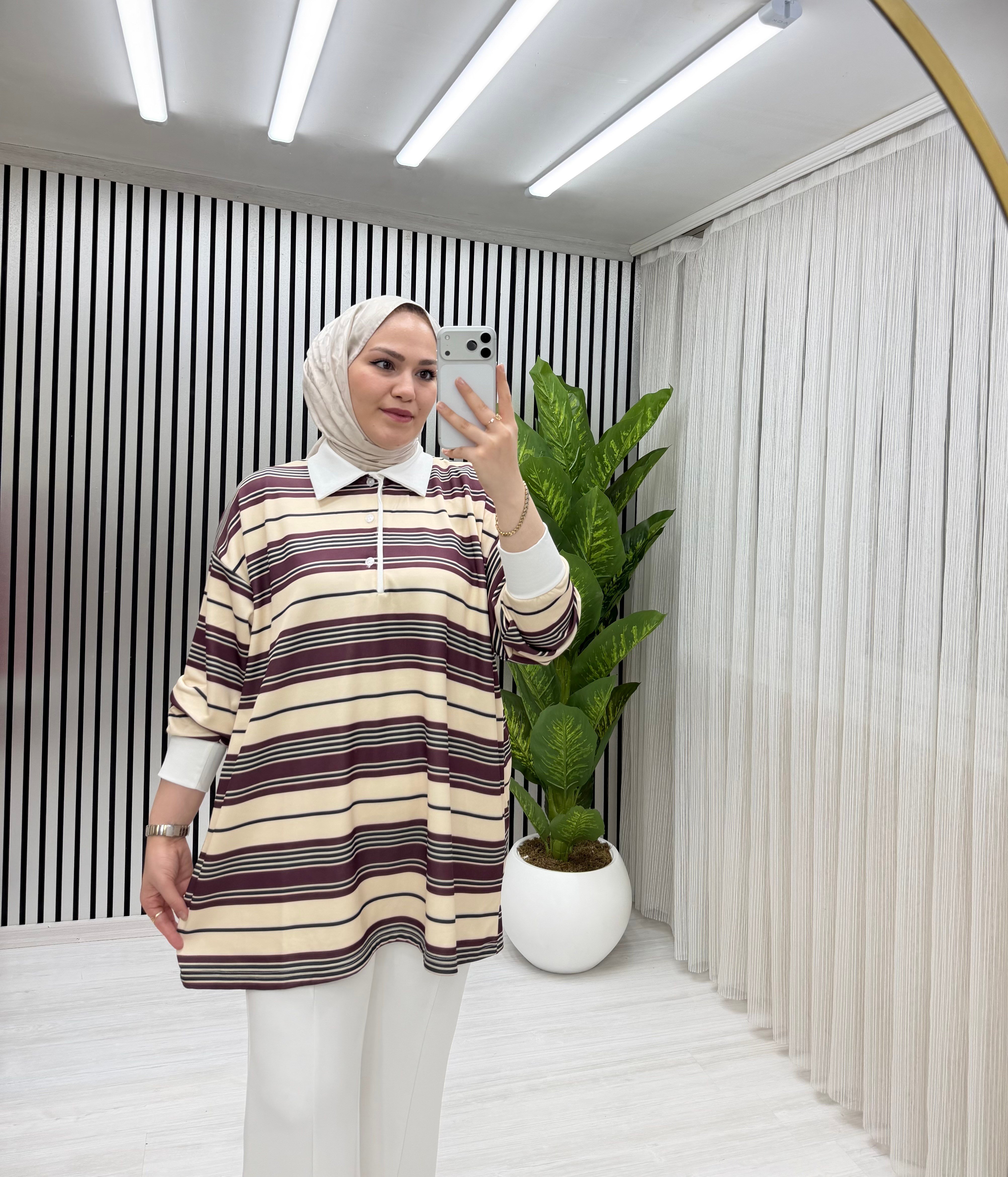 Yuna Sweat Bej Mürdüm Geçişli 79 
