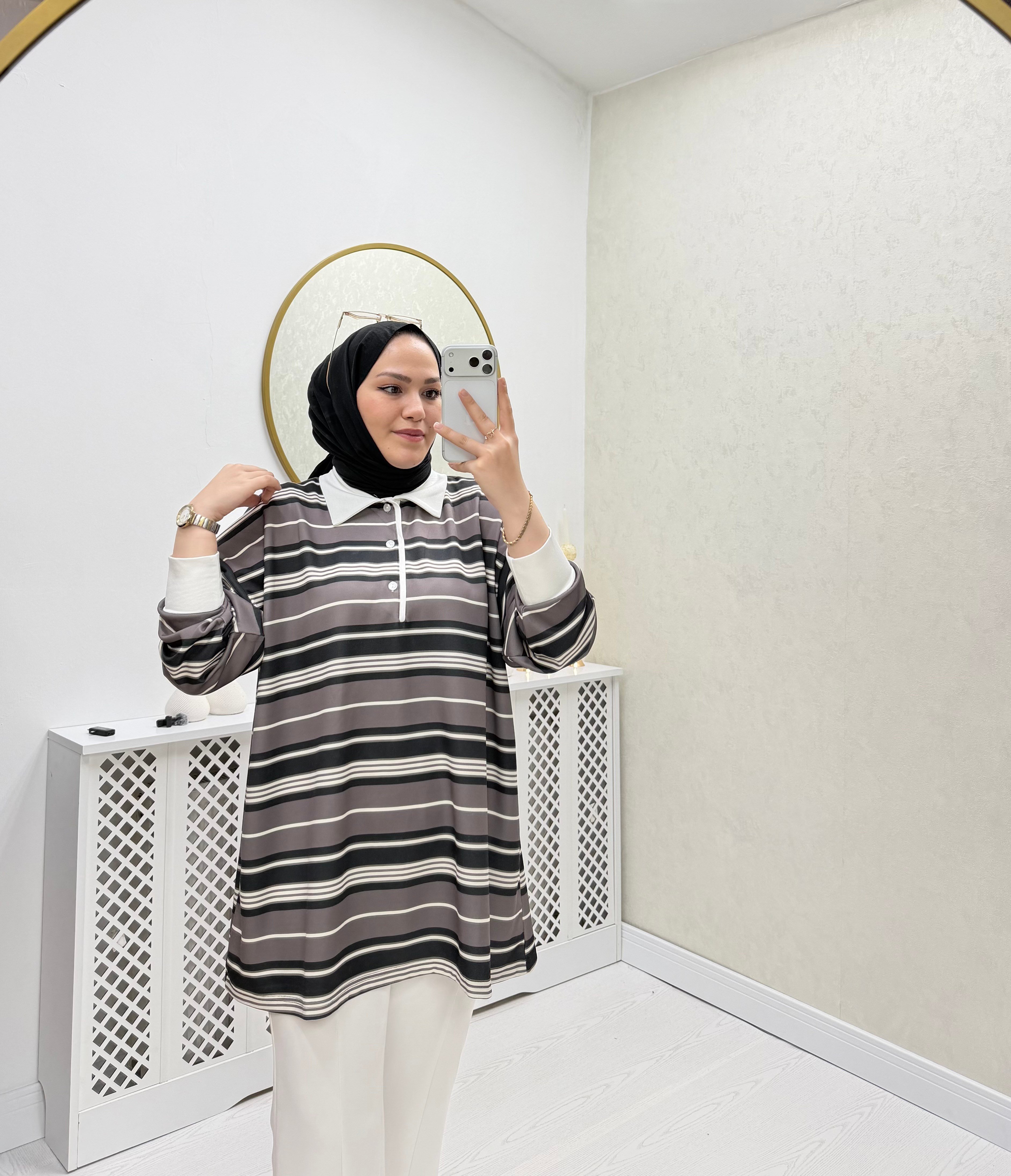 Yuna Sweat Gri Siyah Geçişli 79 