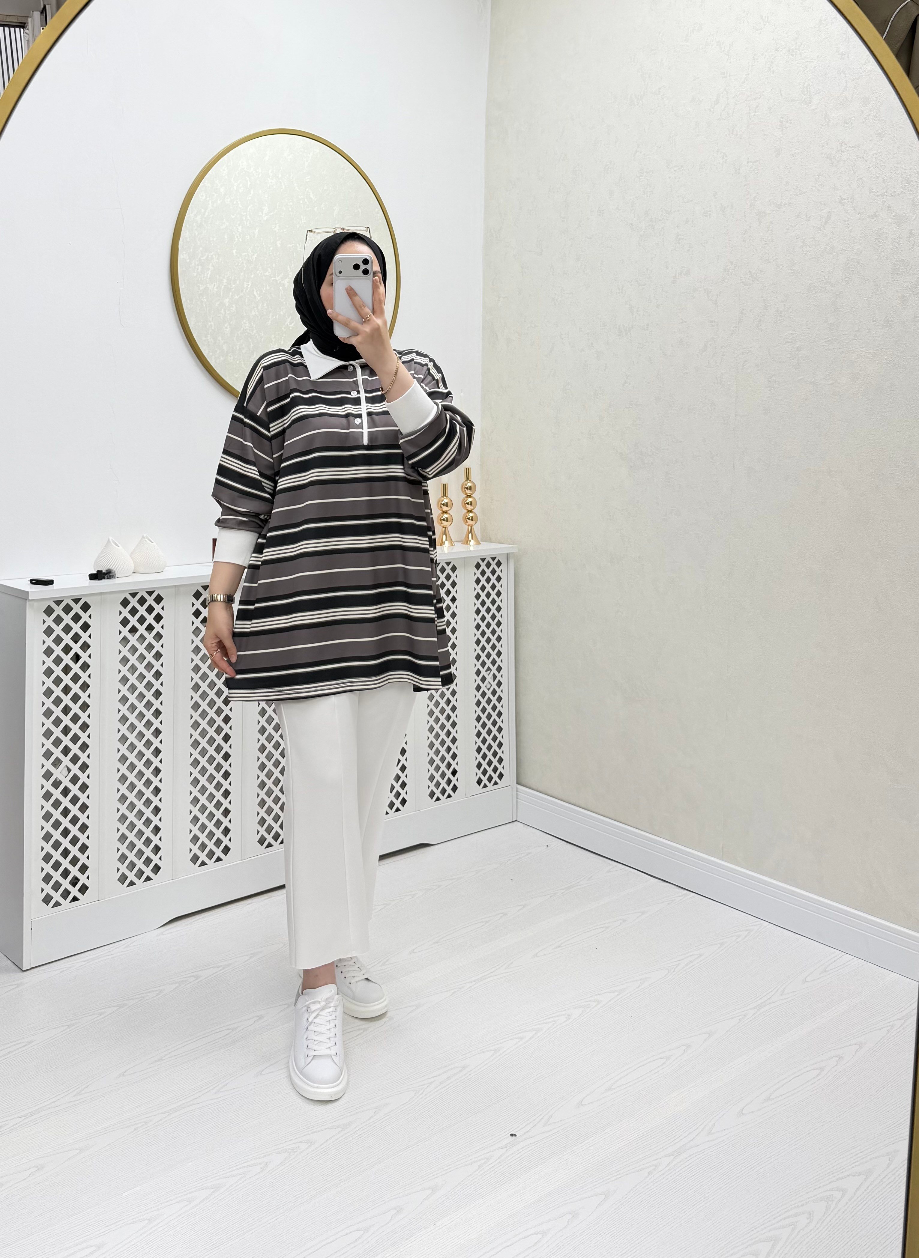 Yuna Sweat Gri Siyah Geçişli 79 