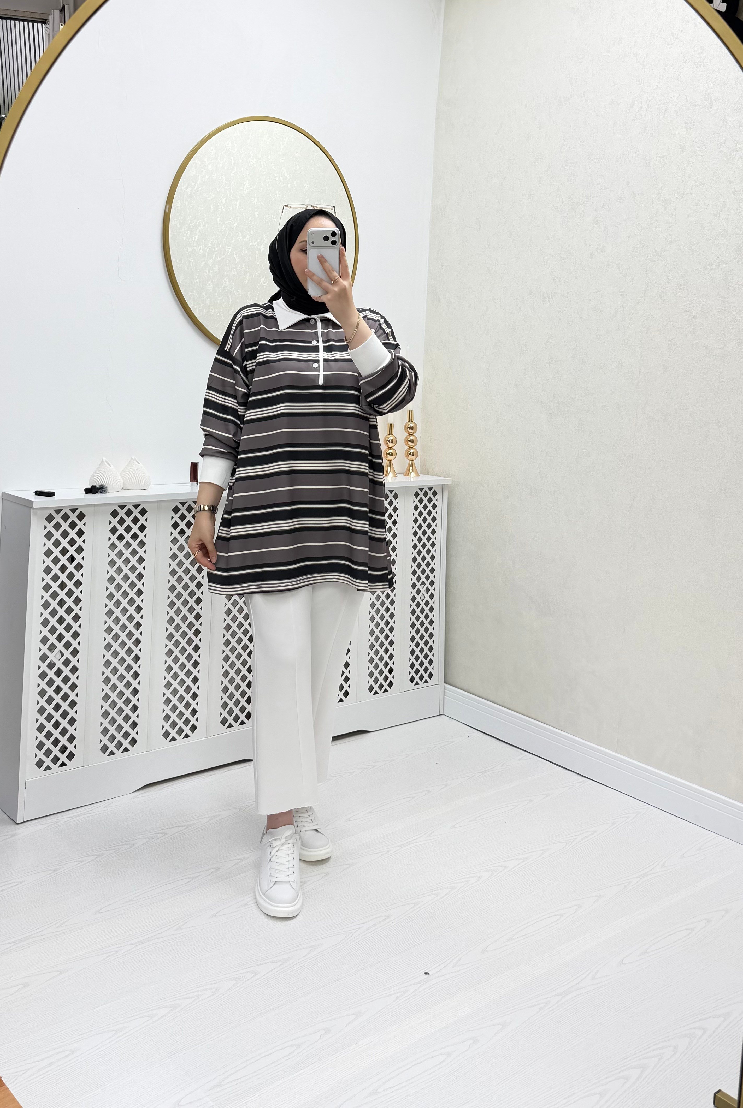 Yuna Sweat Gri Siyah Geçişli 79 