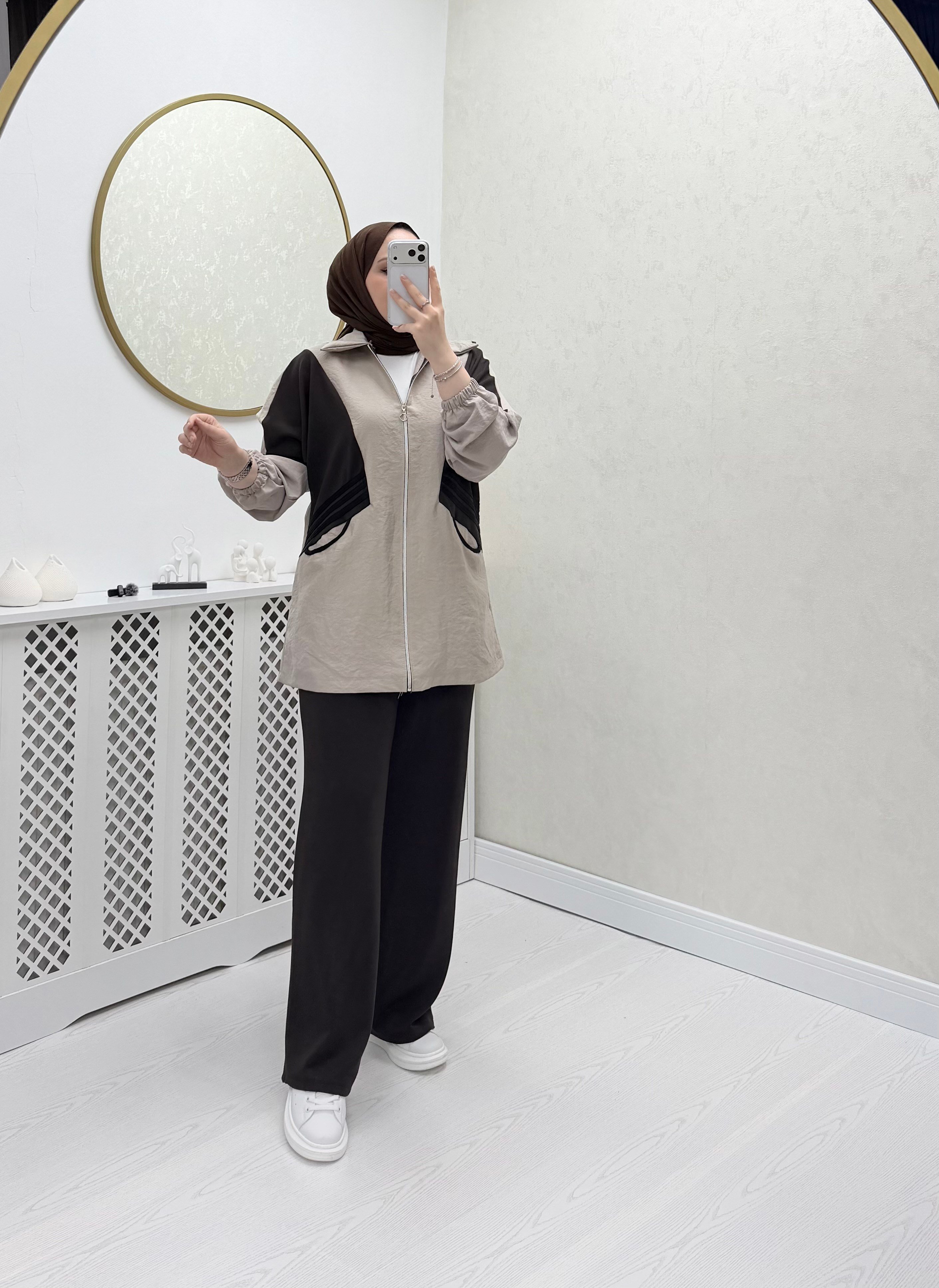 Ayşim Takım Bej Kahve 80 