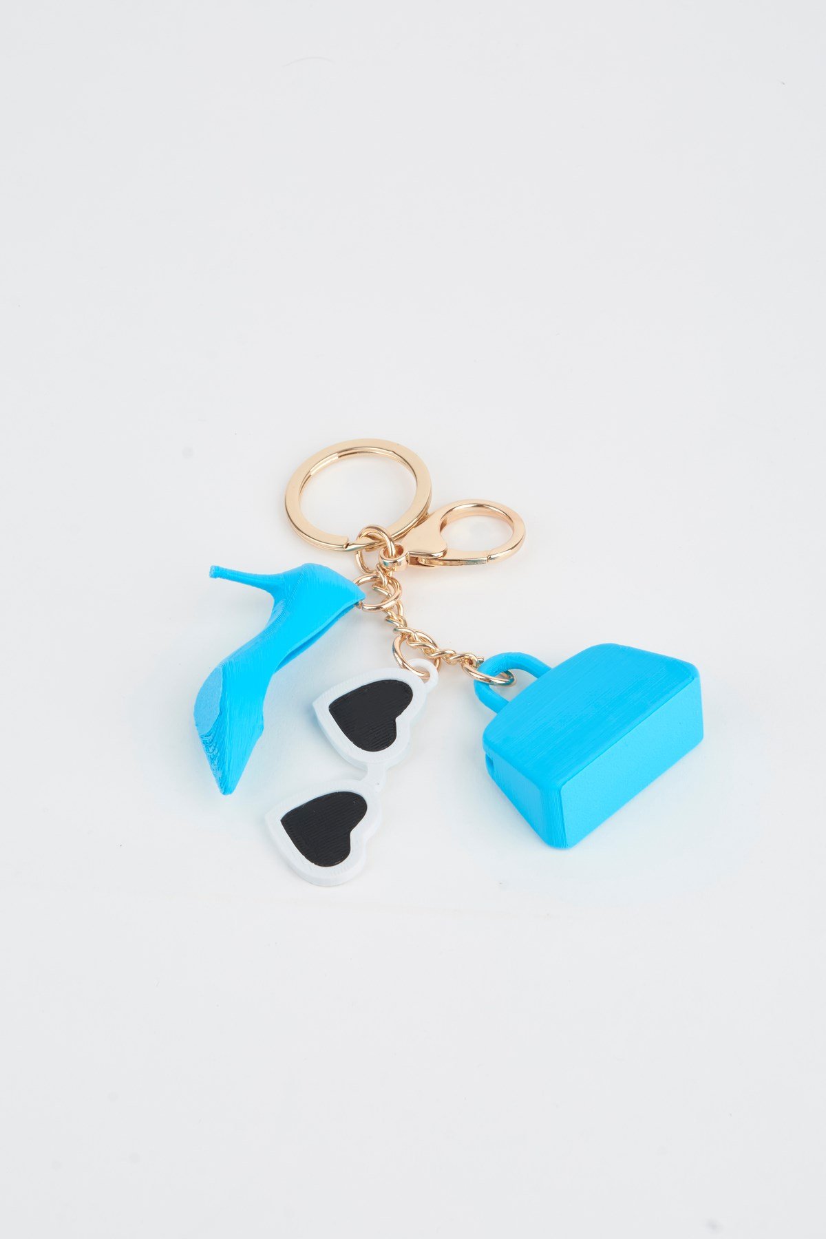 Bebe Mavi Mini Figürlü 3D Baskı Charm Çanta Aksesuarı Anahtarlık
