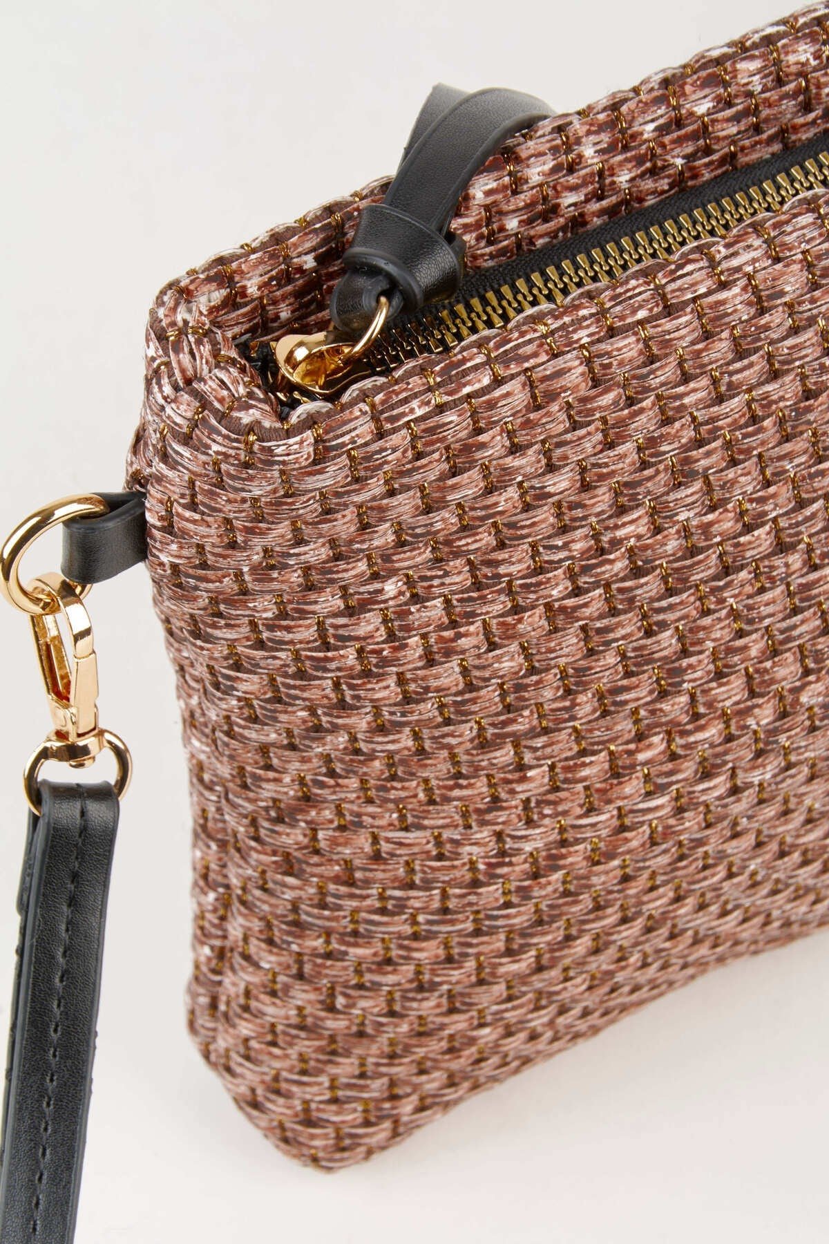 Kadın Bellis Hasır Açık Kahve Astarlı Suni Deri Bilek Askılı Portföy El Ve Clutch Çanta